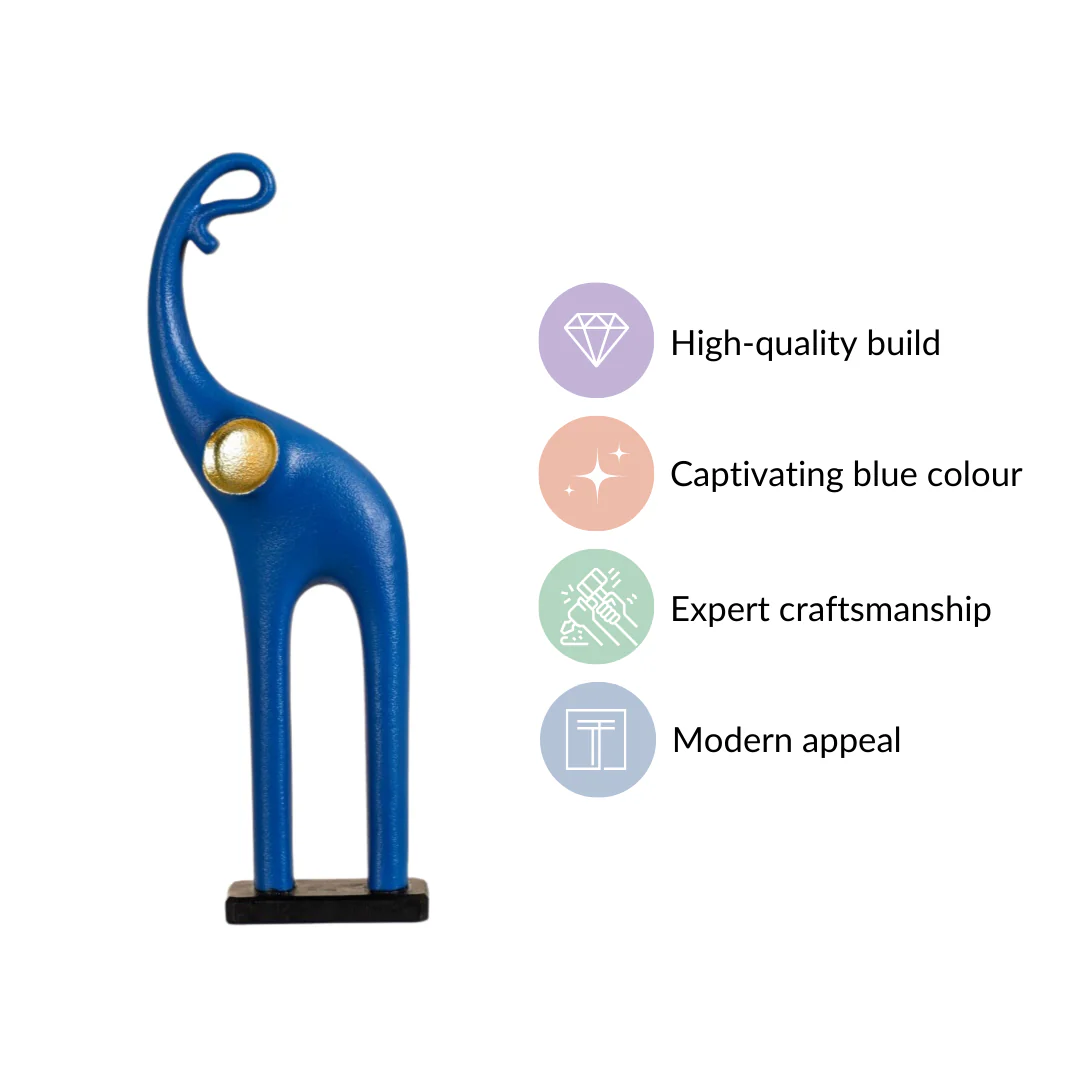 Sleek Elephant Figurine For Decor Blue - Image 4