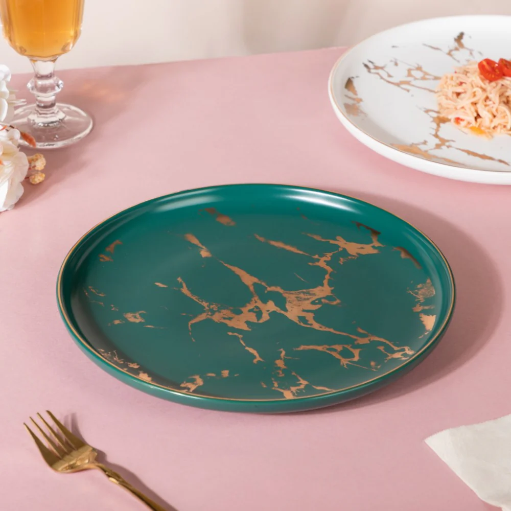 Sleek Marble Dinner Plate Green 10 Inch - Image 4