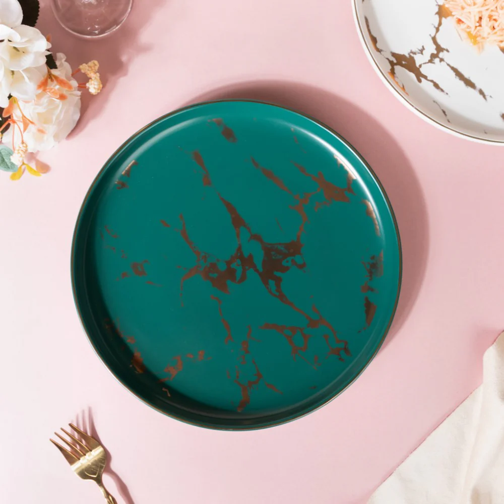 Sleek Marble Dinner Plate Green 10 Inch - Image 5