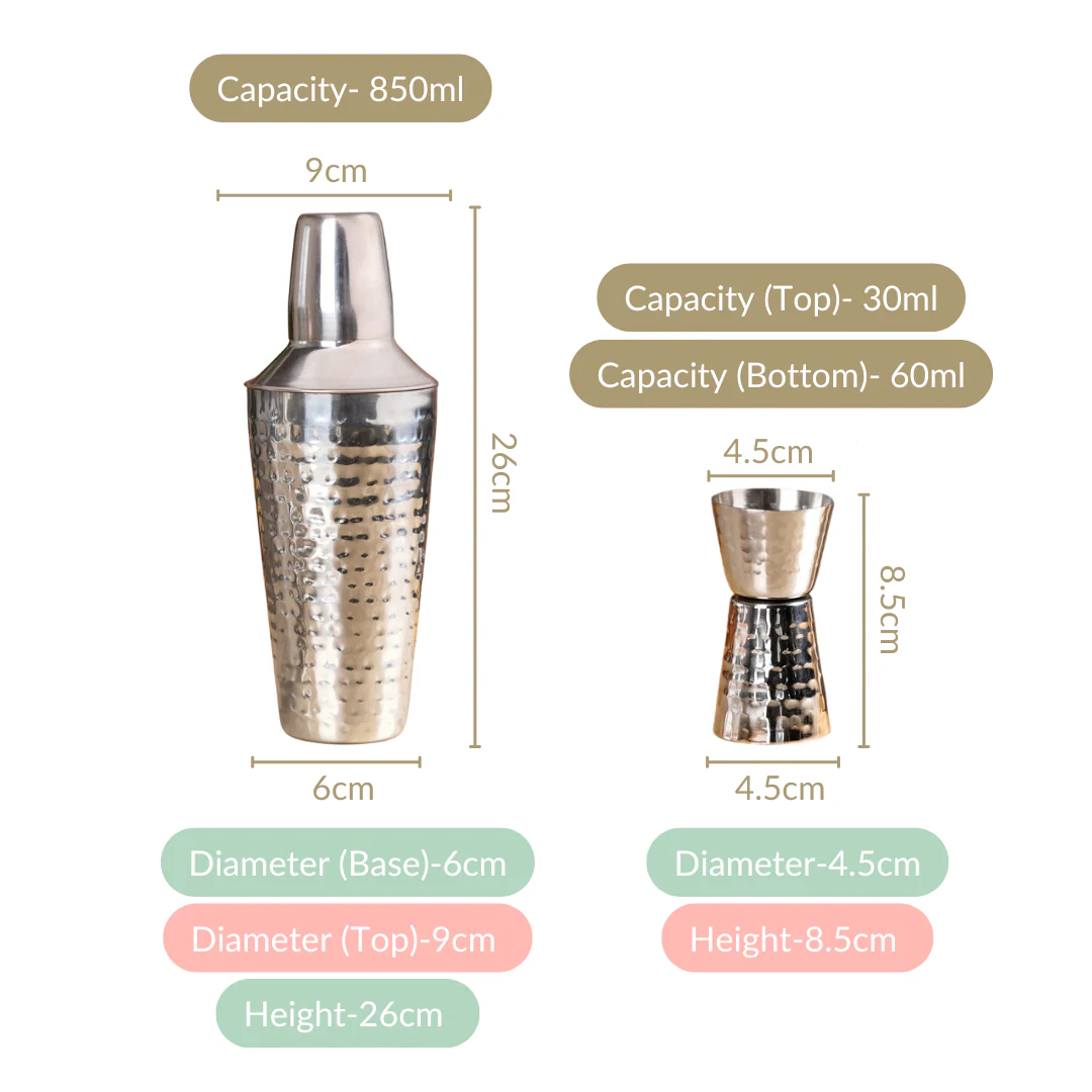 Sleek Modern Cocktail Shaker And Peg Measurer Set - Image 4