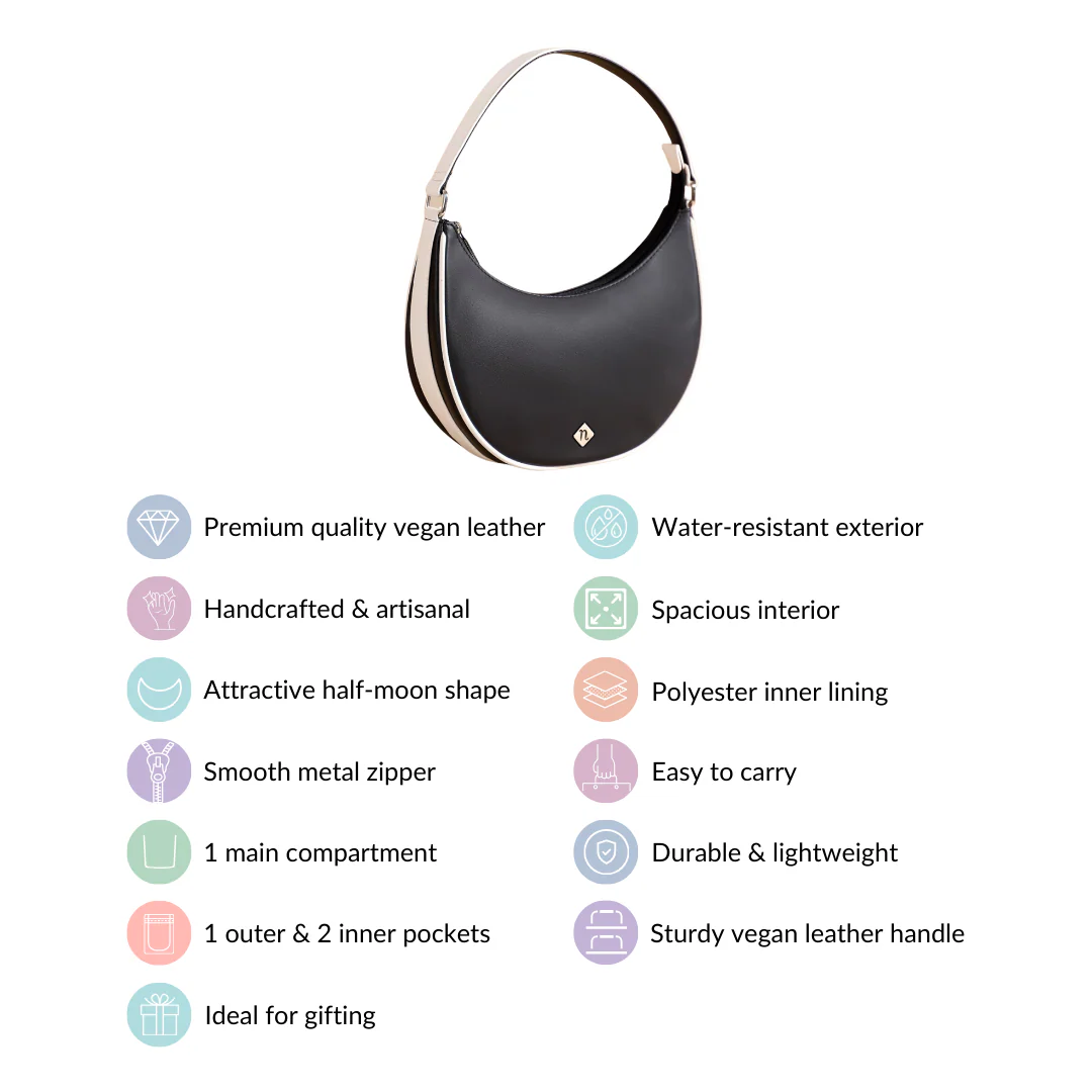 Sleek Urbanite Black Moon Handbag - Image 7