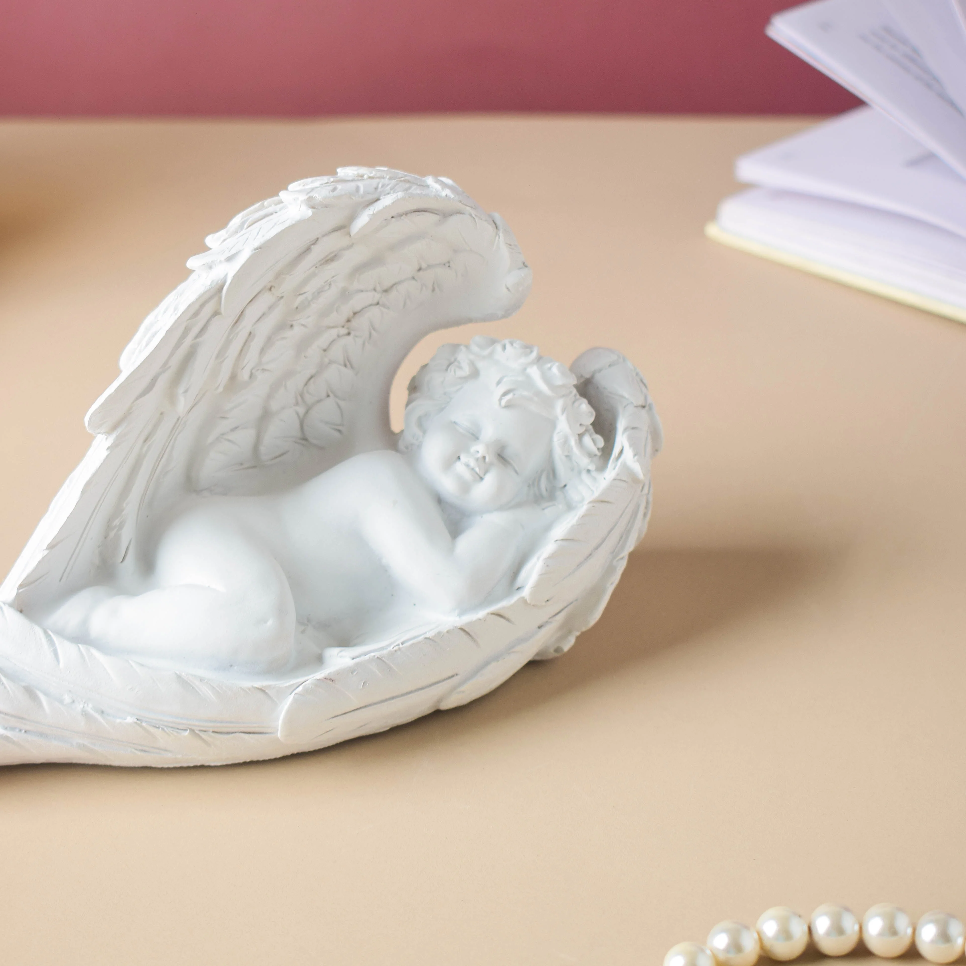 Sleeping Angel Statue White - Image 5