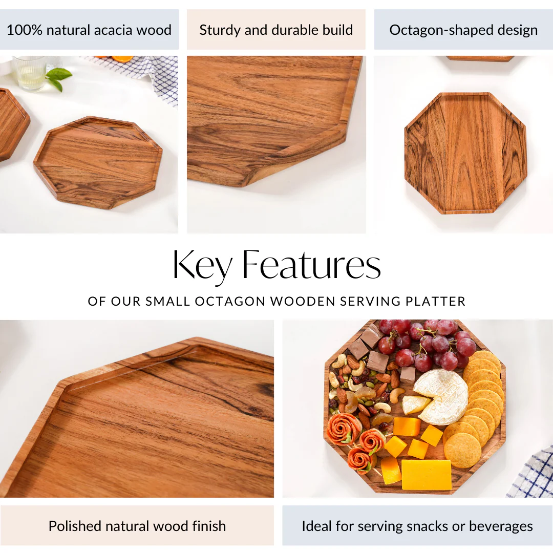 Small Octagon Wooden Serving Platter - Image 6