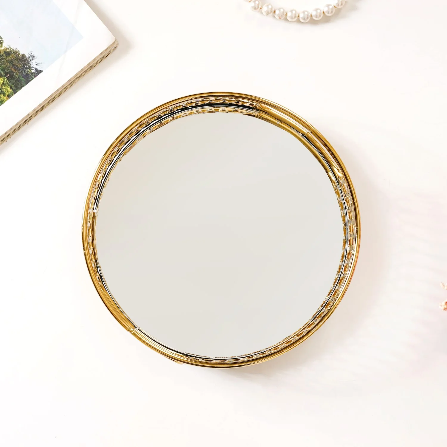 Small Round Decorative Tray With Stand - Image 6