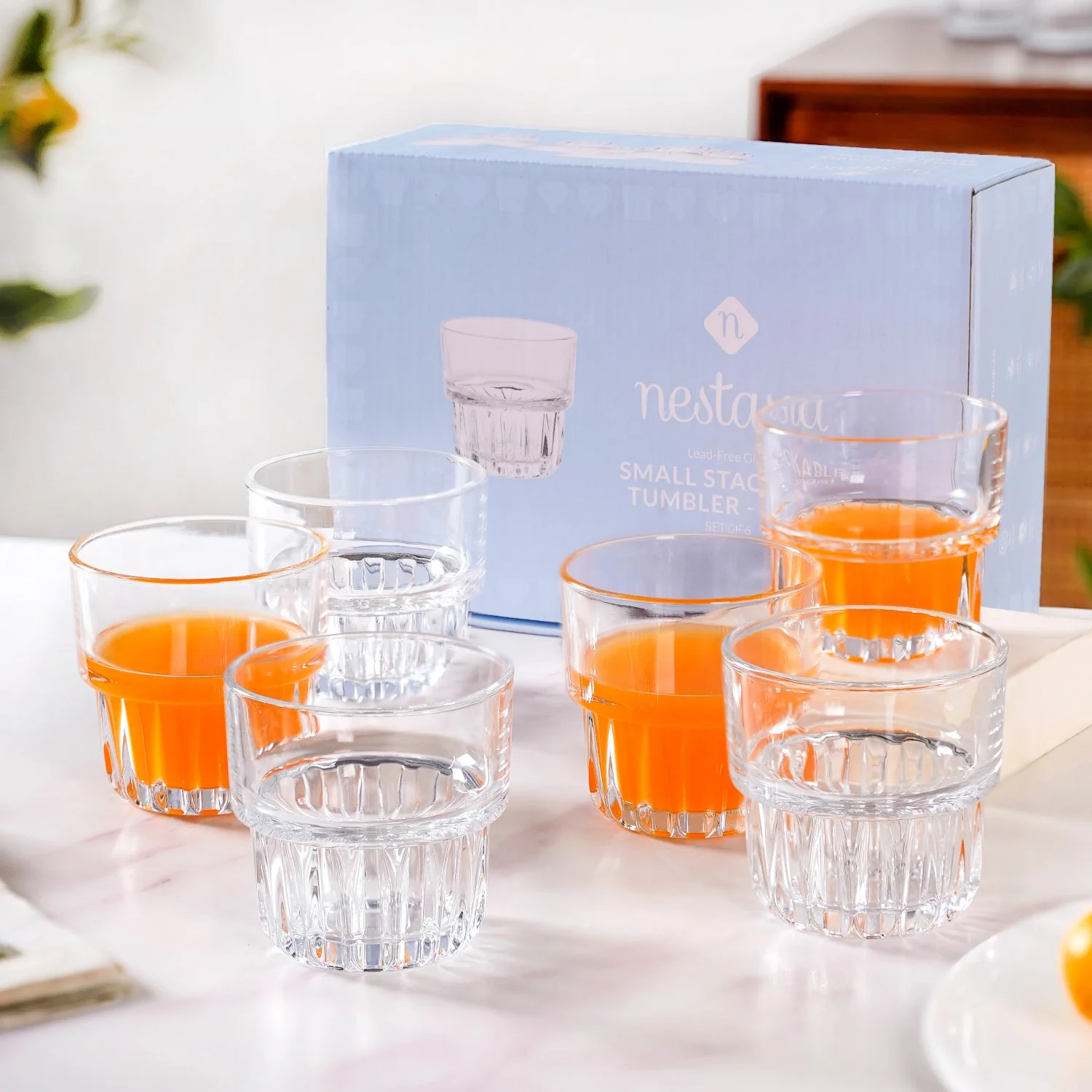 Small Stackable Juice Glass Set Of 6 250ml - Image 2