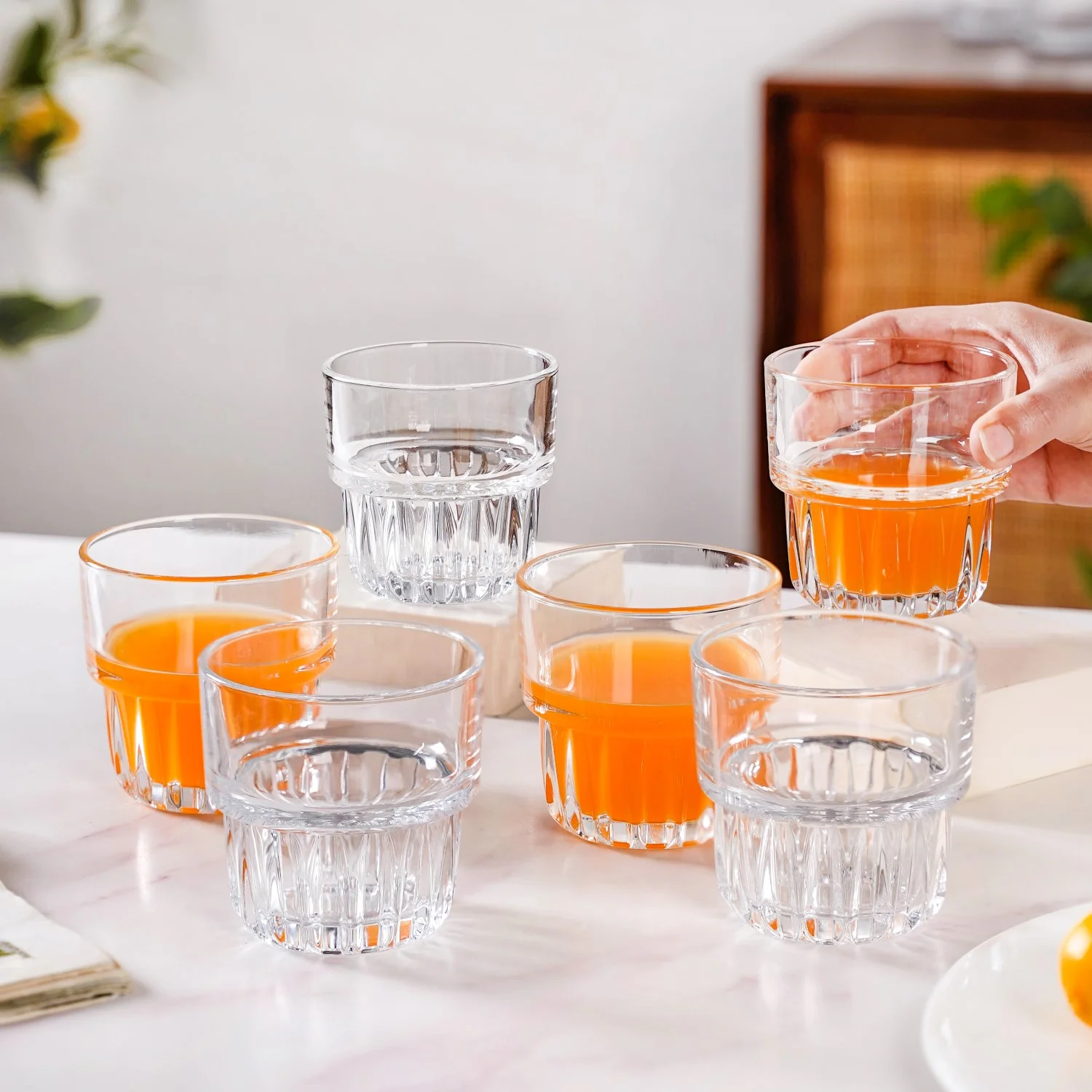 Small Stackable Juice Glass Set Of 6 250ml - Image 3