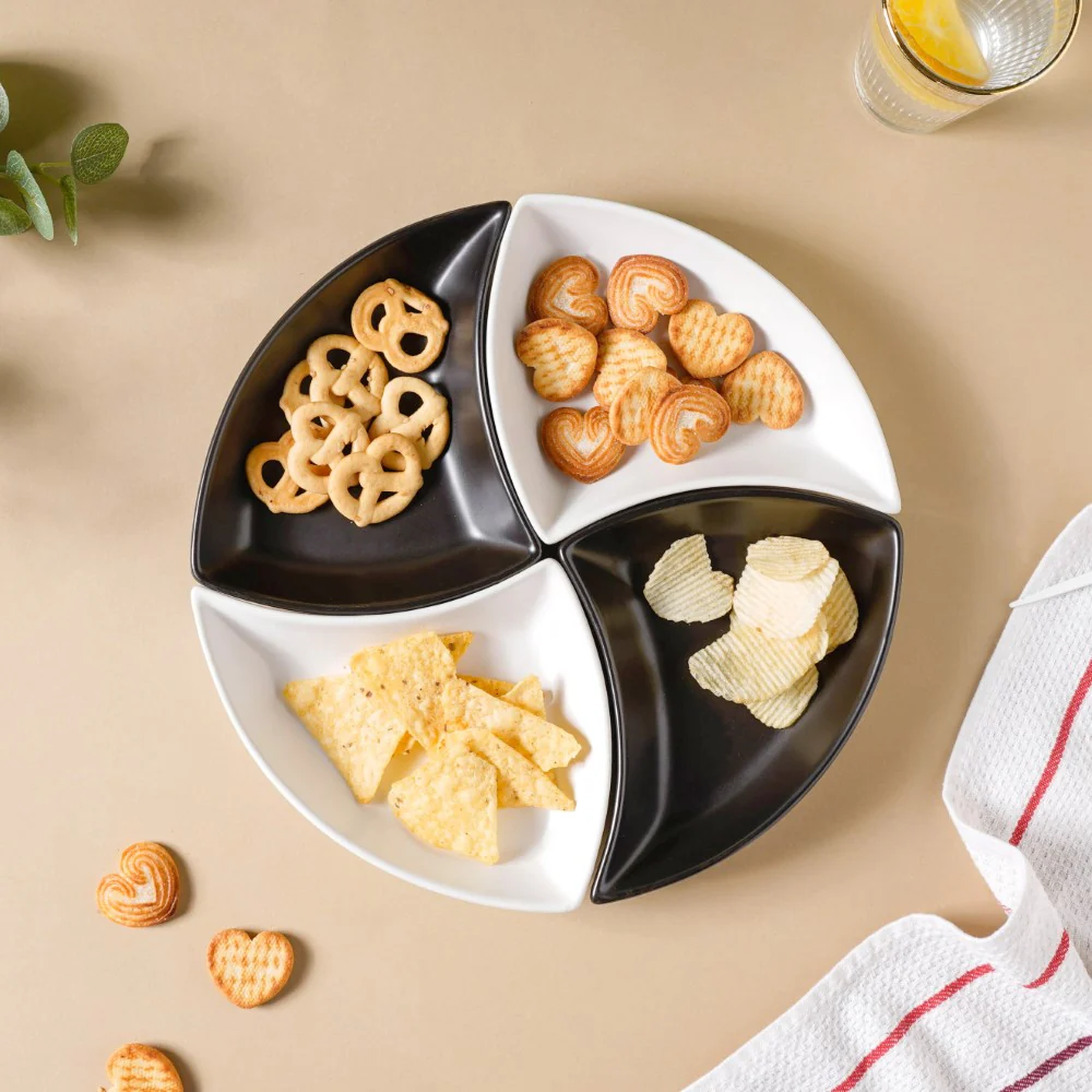 Snack Party Plate Set of 4 Black And White - Image 10