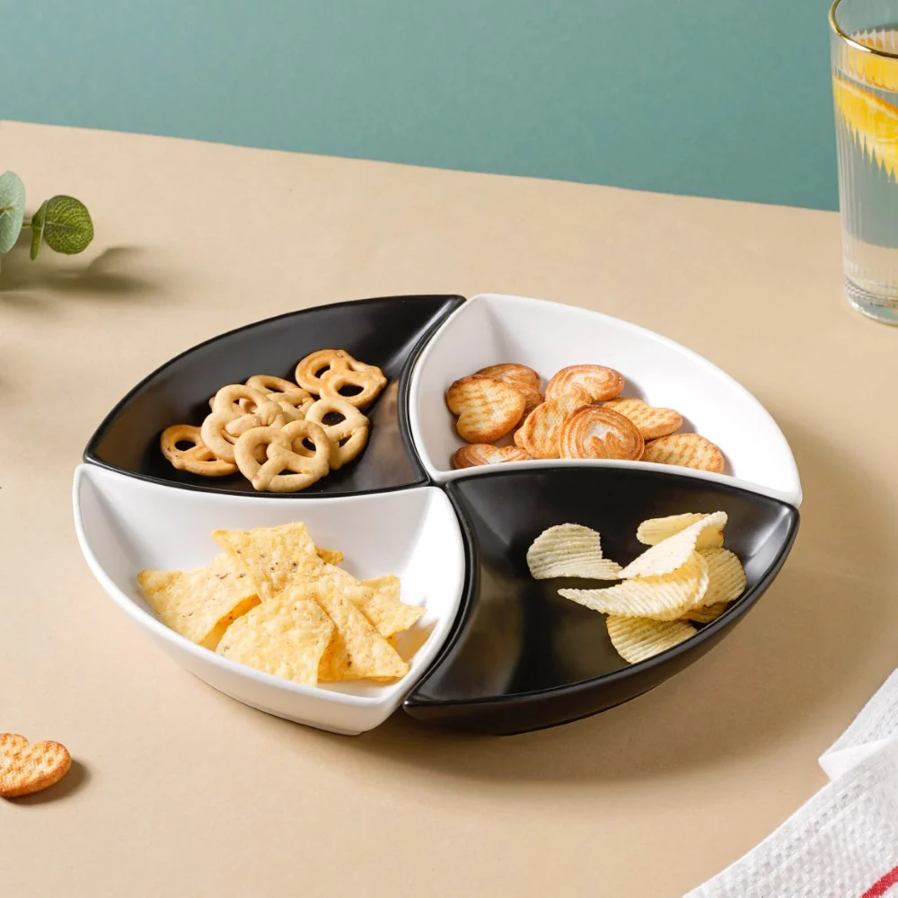 Snack Party Plate Set of 4 Black And White - Image 14