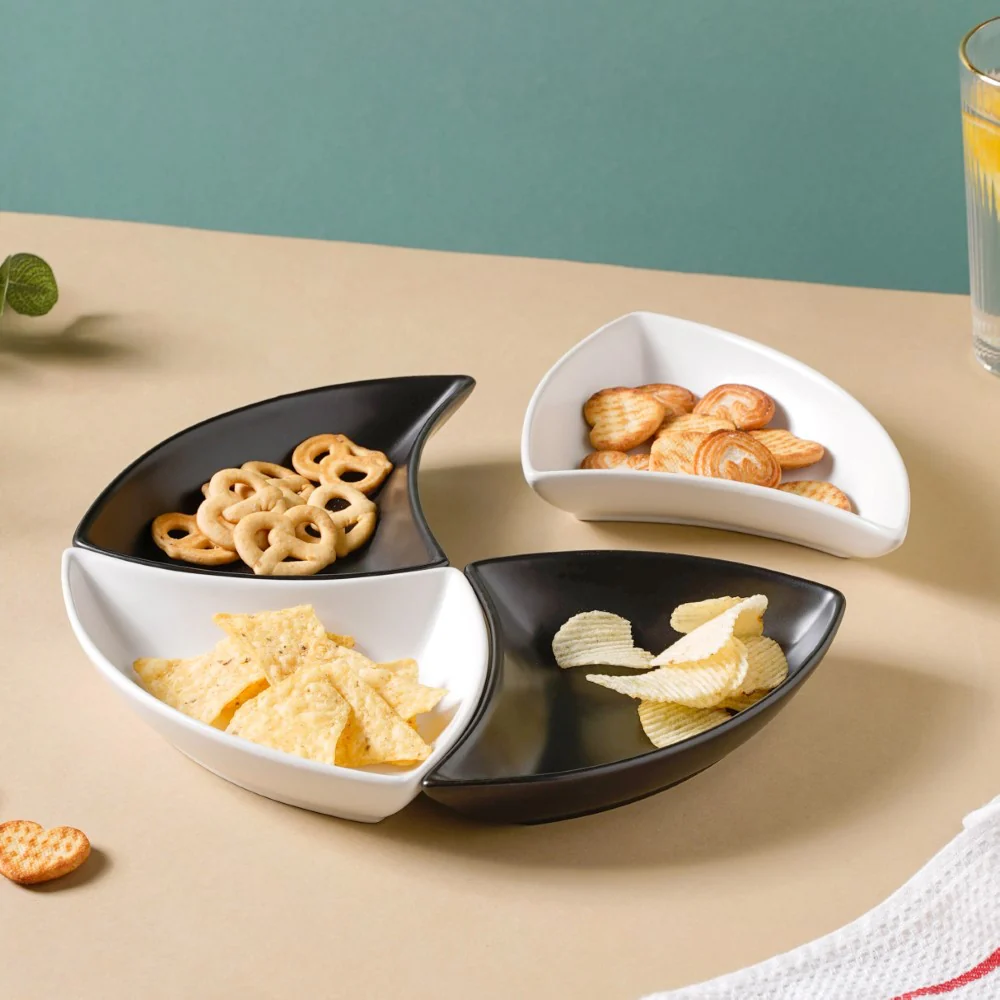 Snack Party Plate Set of 4 Black And White - Image 6