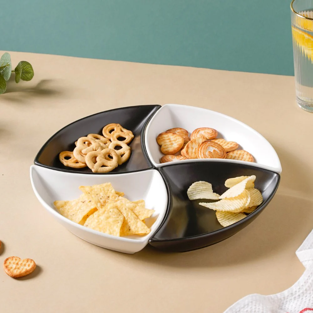Snack Party Plate Set of 4 Black And White - Image 8