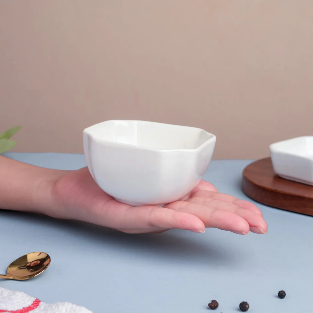 Snack Time Ceramic Bowl For Dips White 130 ml Set Of 2 - Image 3