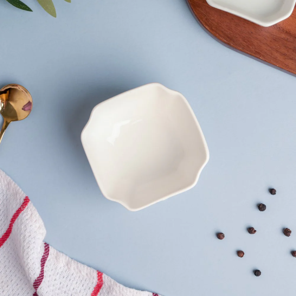 Snack Time Ceramic Bowl For Dips White 130 ml Set Of 2 - Image 7
