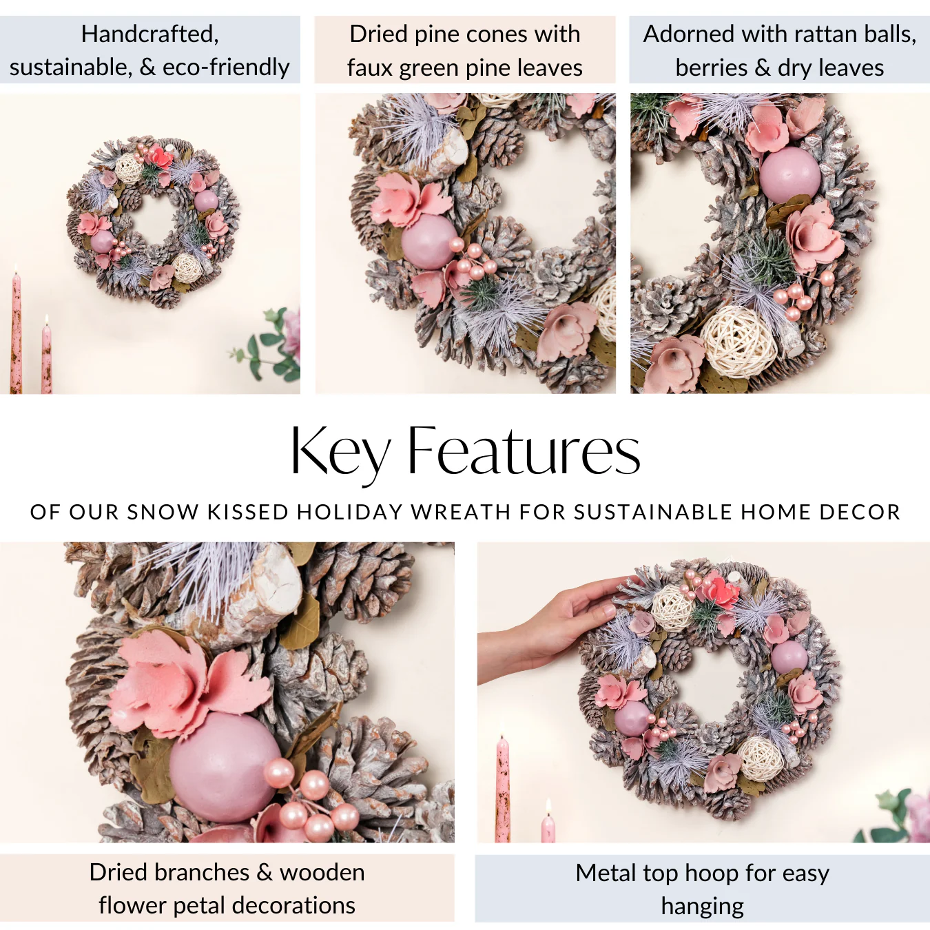 Snow Kissed Holiday Wreath For Sustainable Home Decor - Image 5