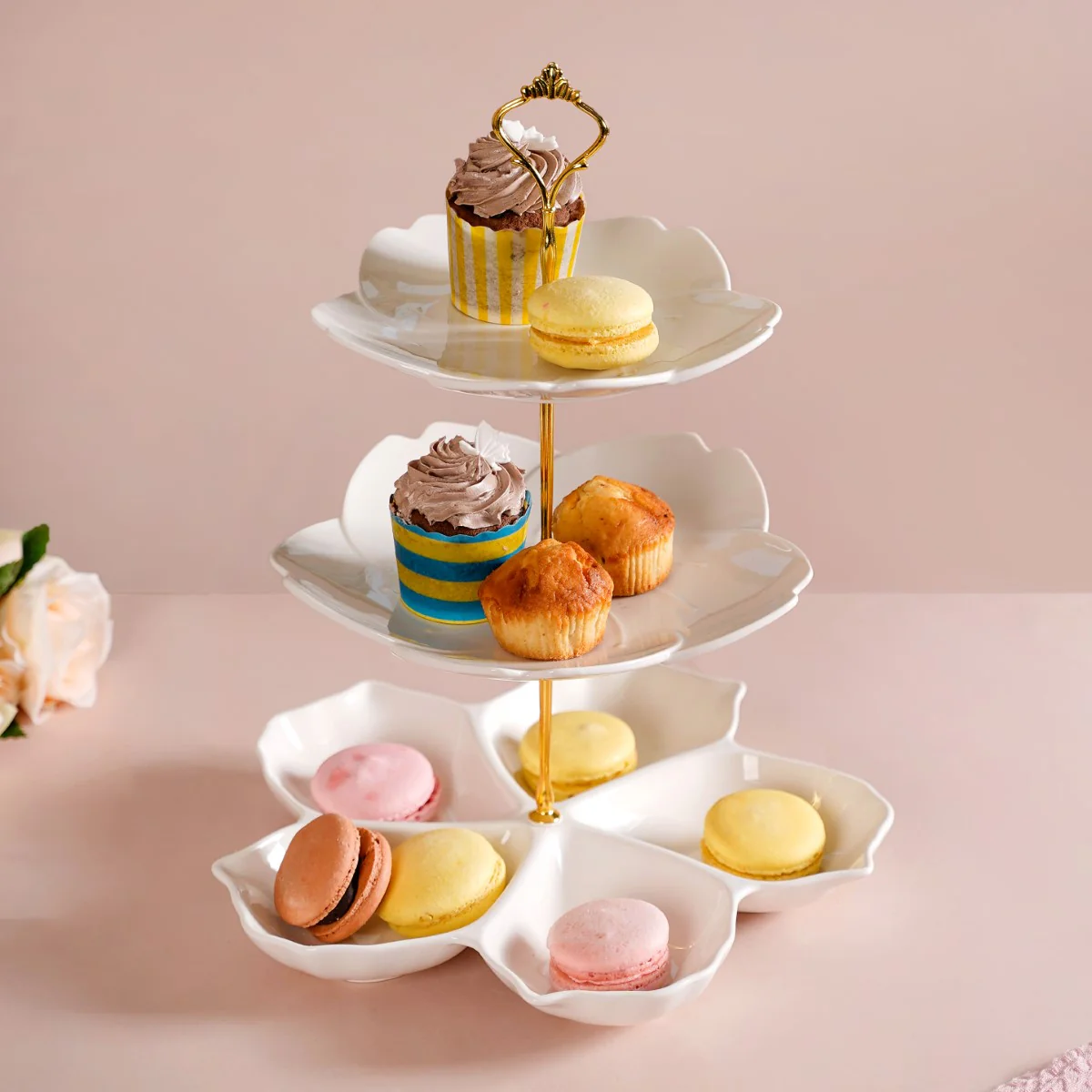 Snow White Flower 3-tier Snack Stand - Image 4