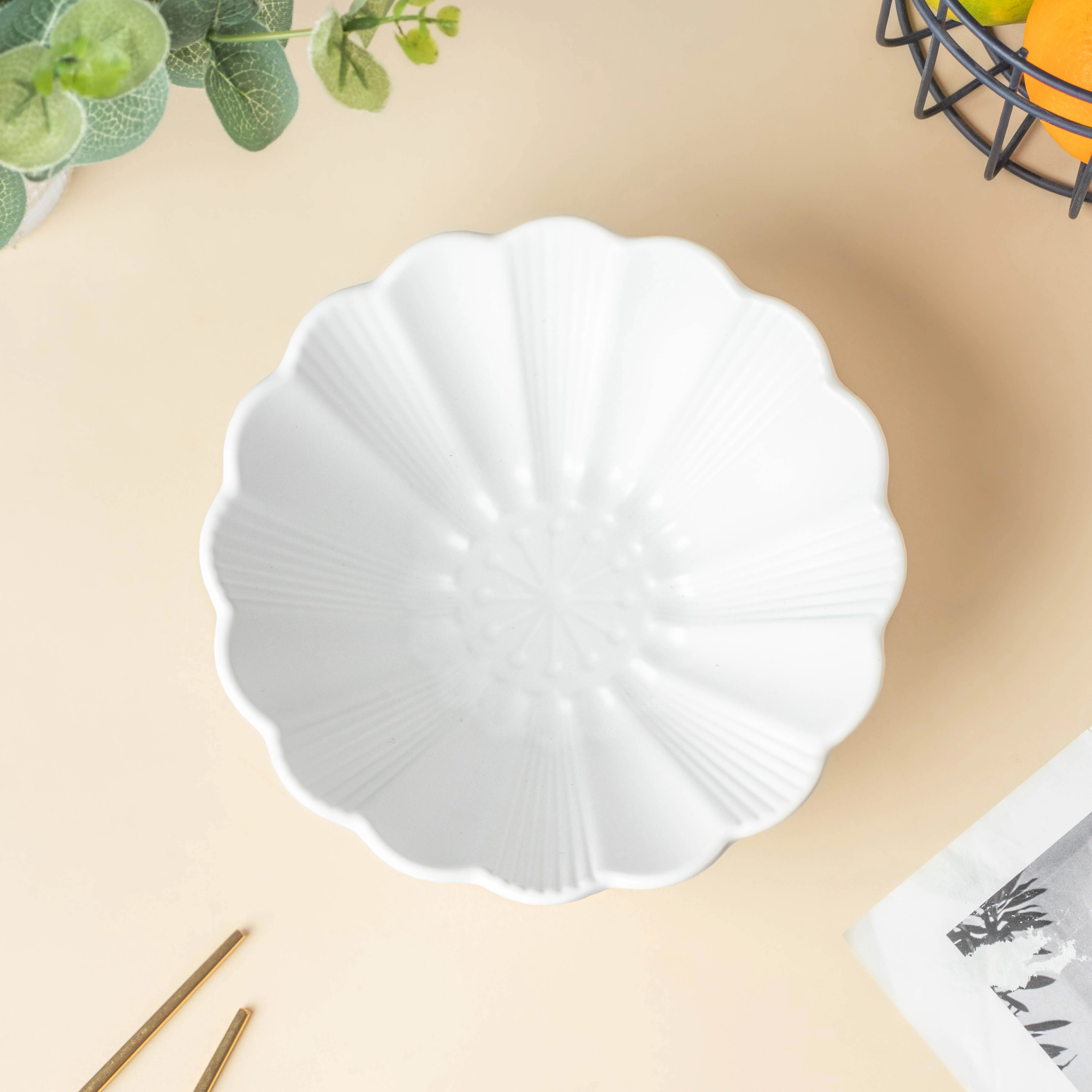 Snow White Fluted Ramen Bowl 600 ml - Image 4