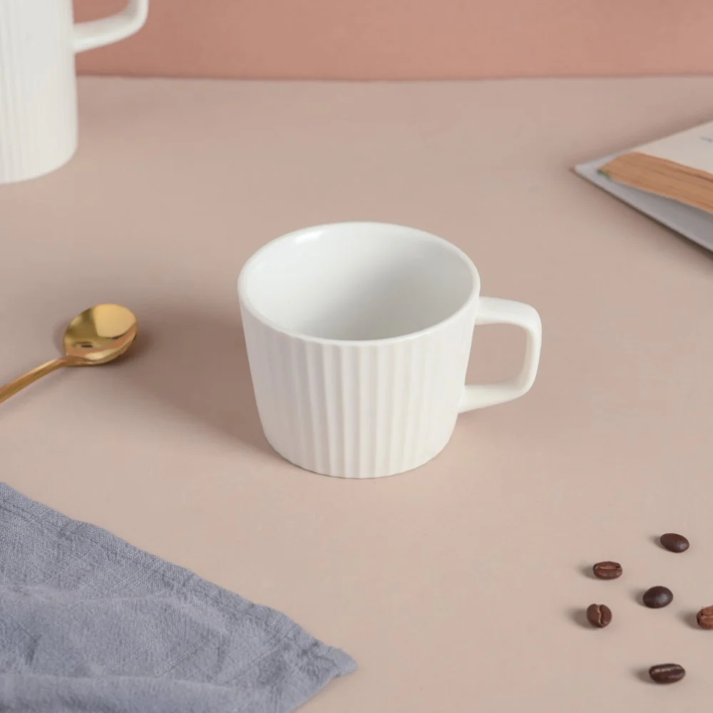 Snow White Ribbed Teacup 150 ml - Image 4