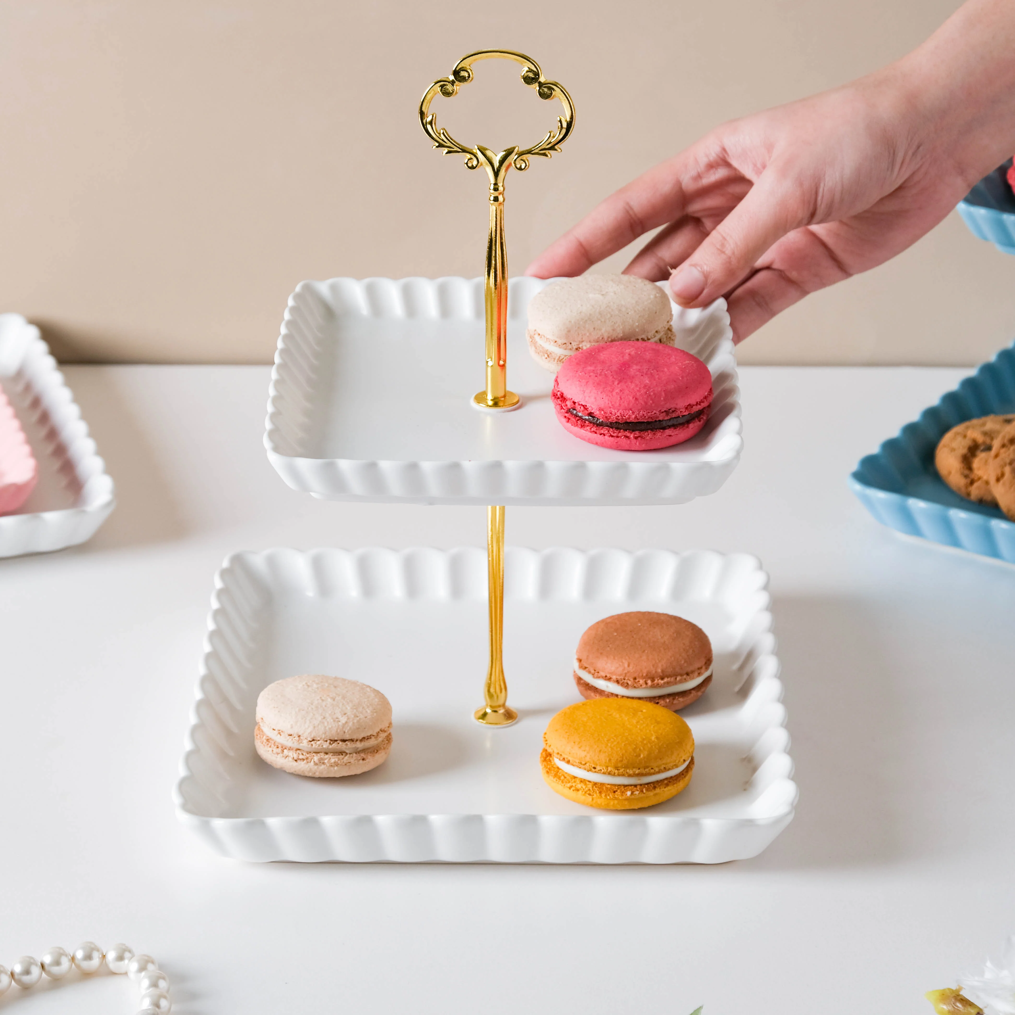 Snow White Square 2-tier Cupcake Stand - Image 2