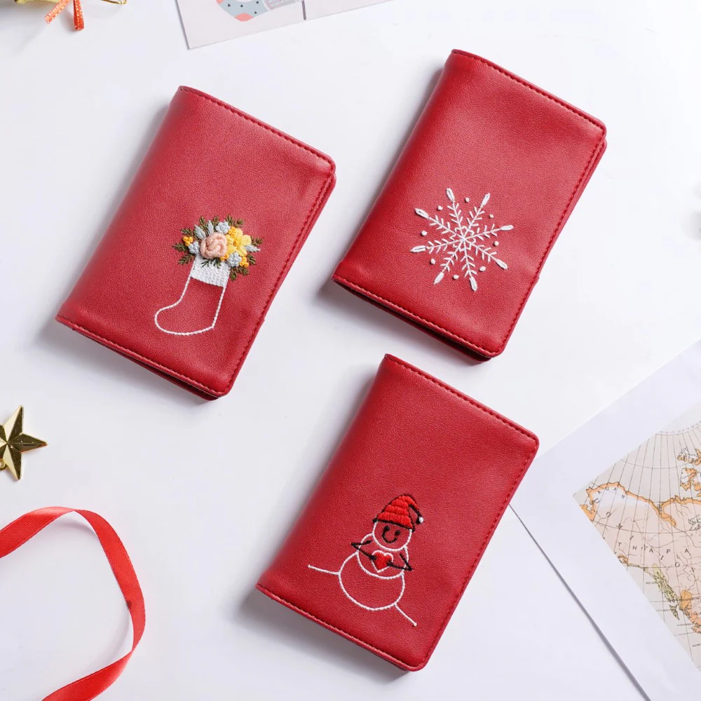 Snowman Embroidered Passport Cover Red - Image 12
