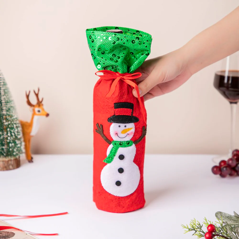 Snowman Wine Bottle Gift Bag 12 Inch - Image 2