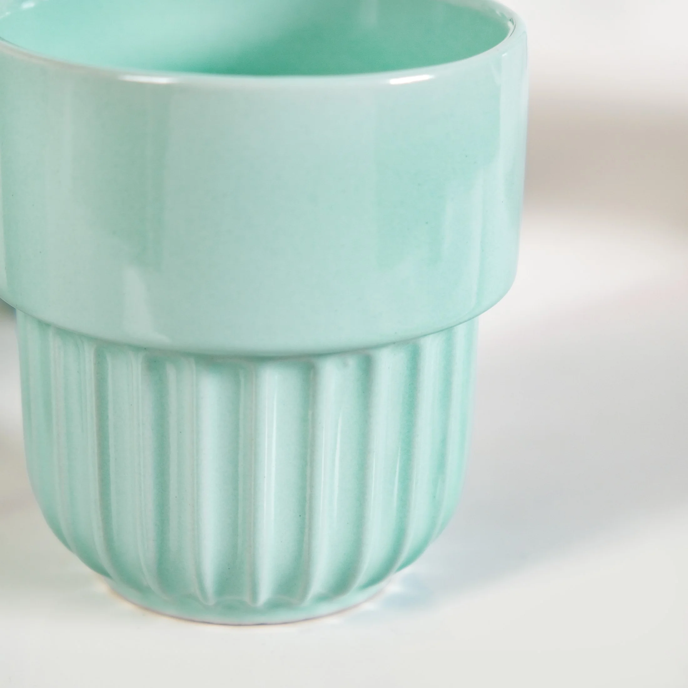 Snugsy Mint Blue Stackable Ceramic Cup Set Of 4 280ml - Image 5