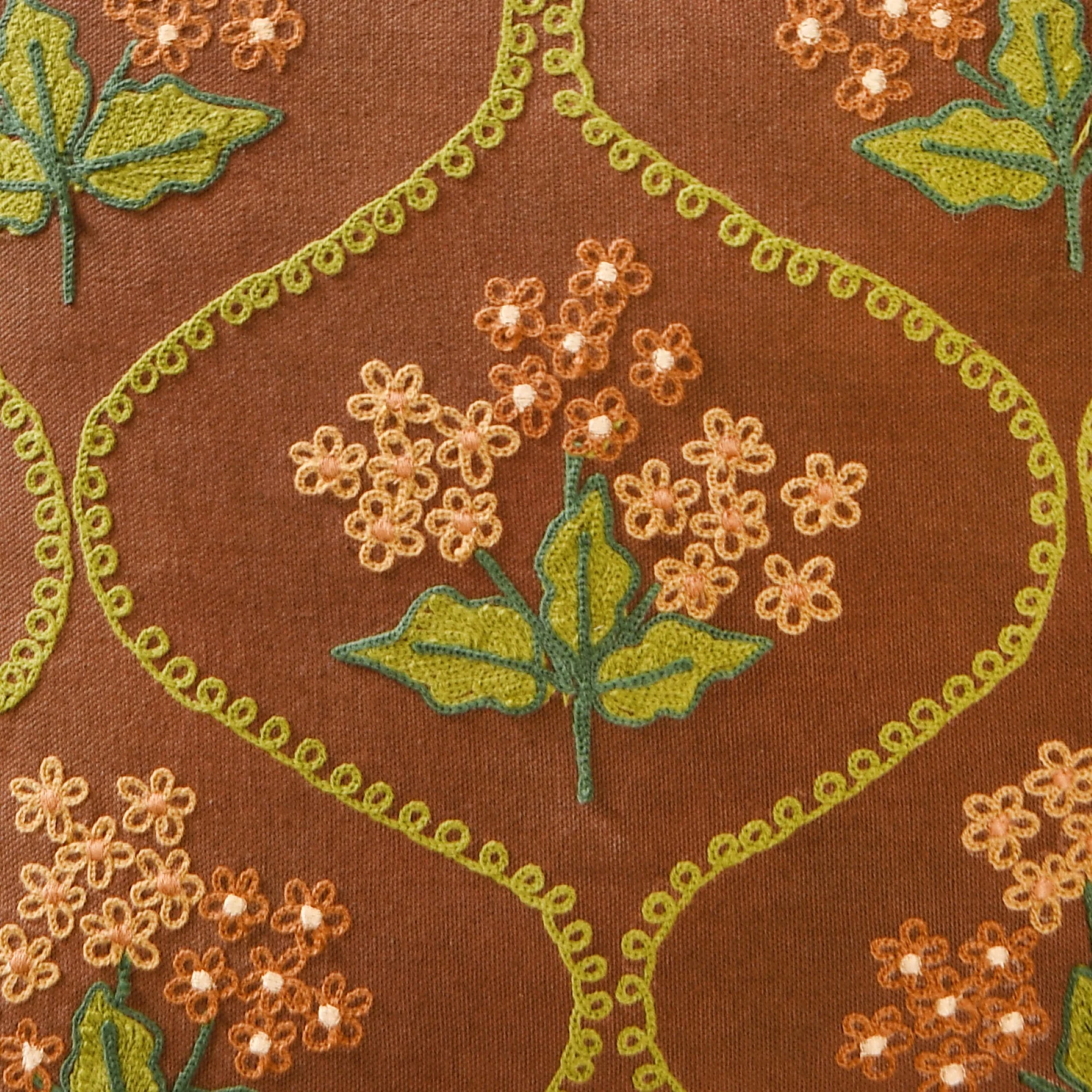 Soft Florals Embroidered Cushion Cover Taupe 40x40cm - Image 3