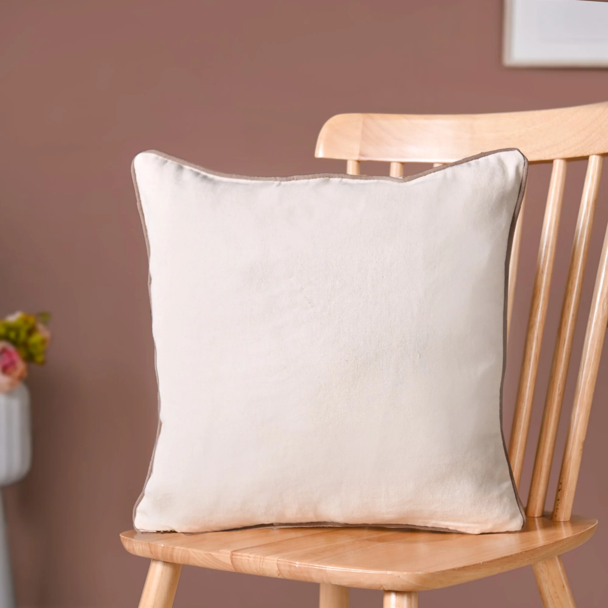 Soft Florals Embroidered Cushion Cover White 40x40cm - Image 7