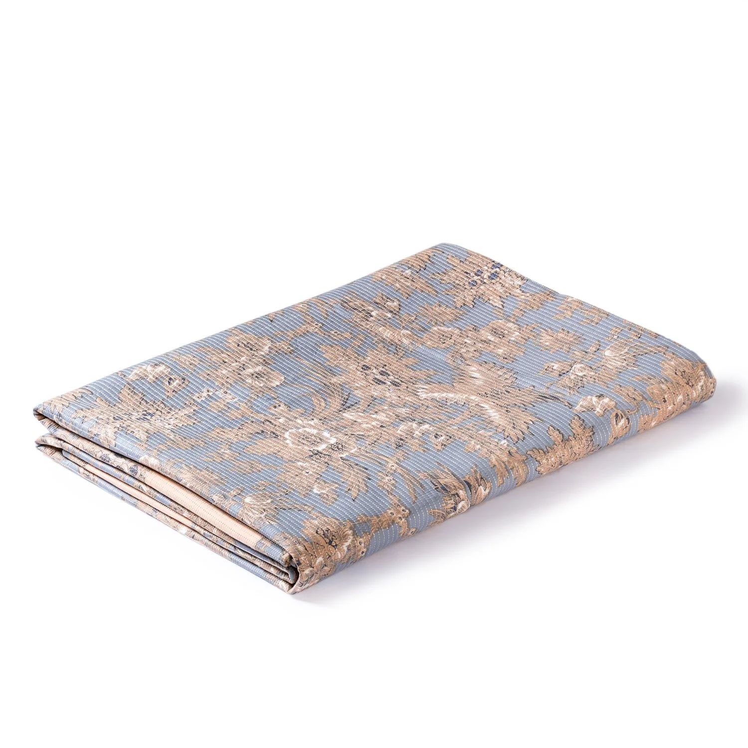 Soft Florals Light Blue Cotton Bedcover 254x233cm - Image 2
