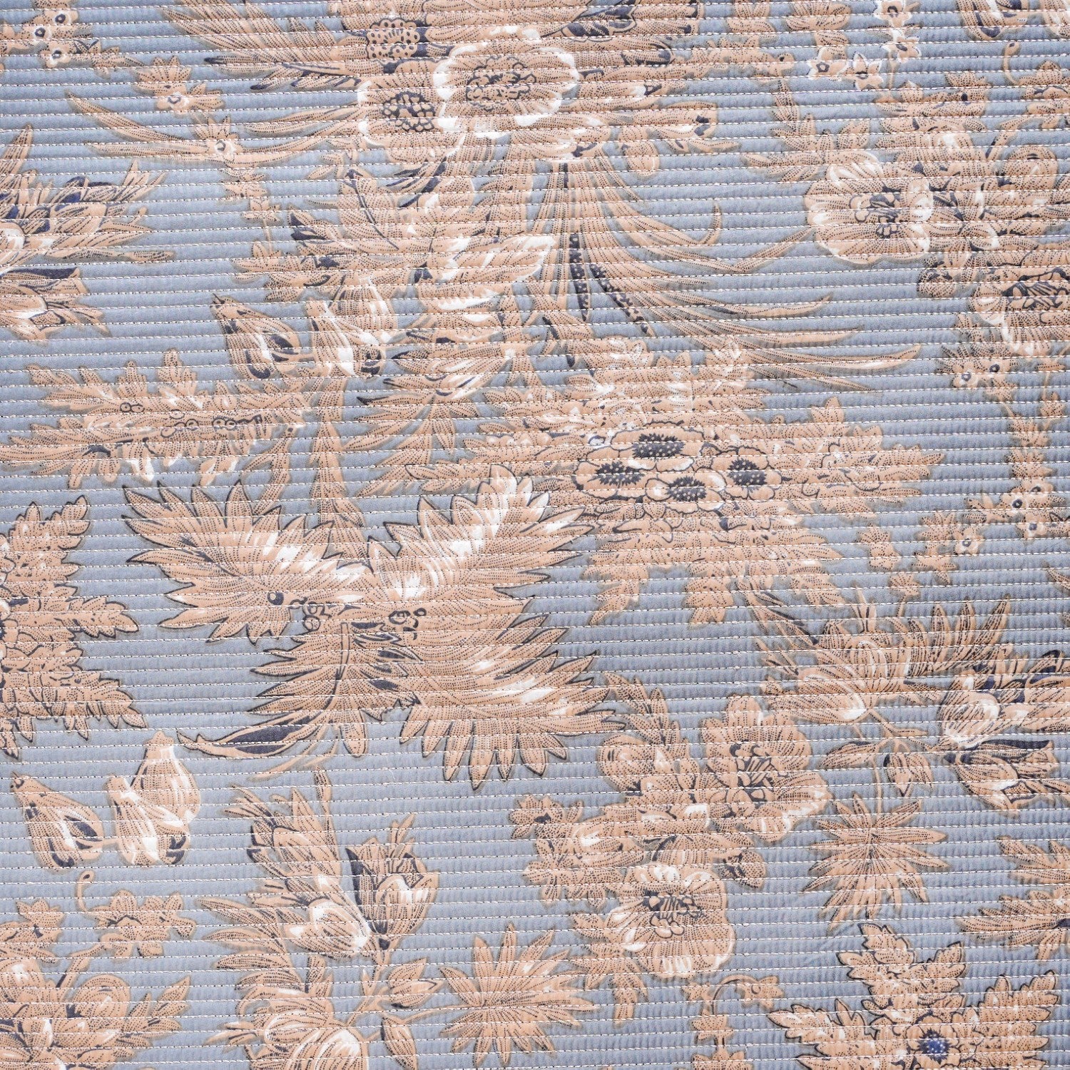 Soft Florals Light Blue Cotton Bedcover 254x233cm - Image 9
