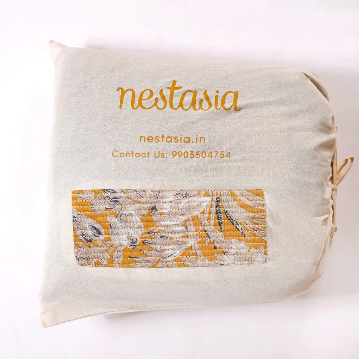 Soft Florals Mustard Yellow Cotton Bedcover 254x221cm - Image 10