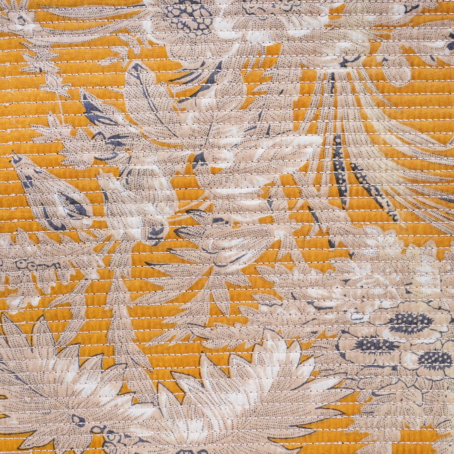 Soft Florals Mustard Yellow Cotton Bedcover 254x221cm - Image 7