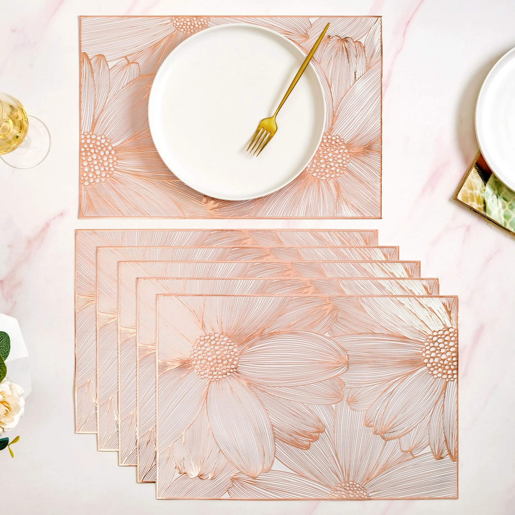 Soft Girl Rose Gold Table Mat Set Of 6 - Image 6
