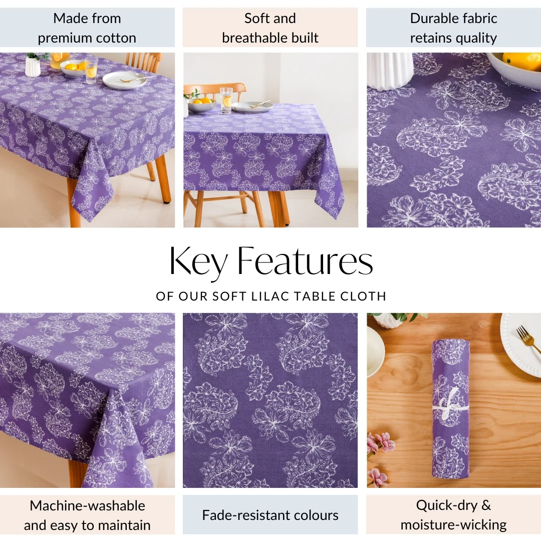 Soft Lilac Table Cloth For 6 Seater 154 x 208cm - Image 5