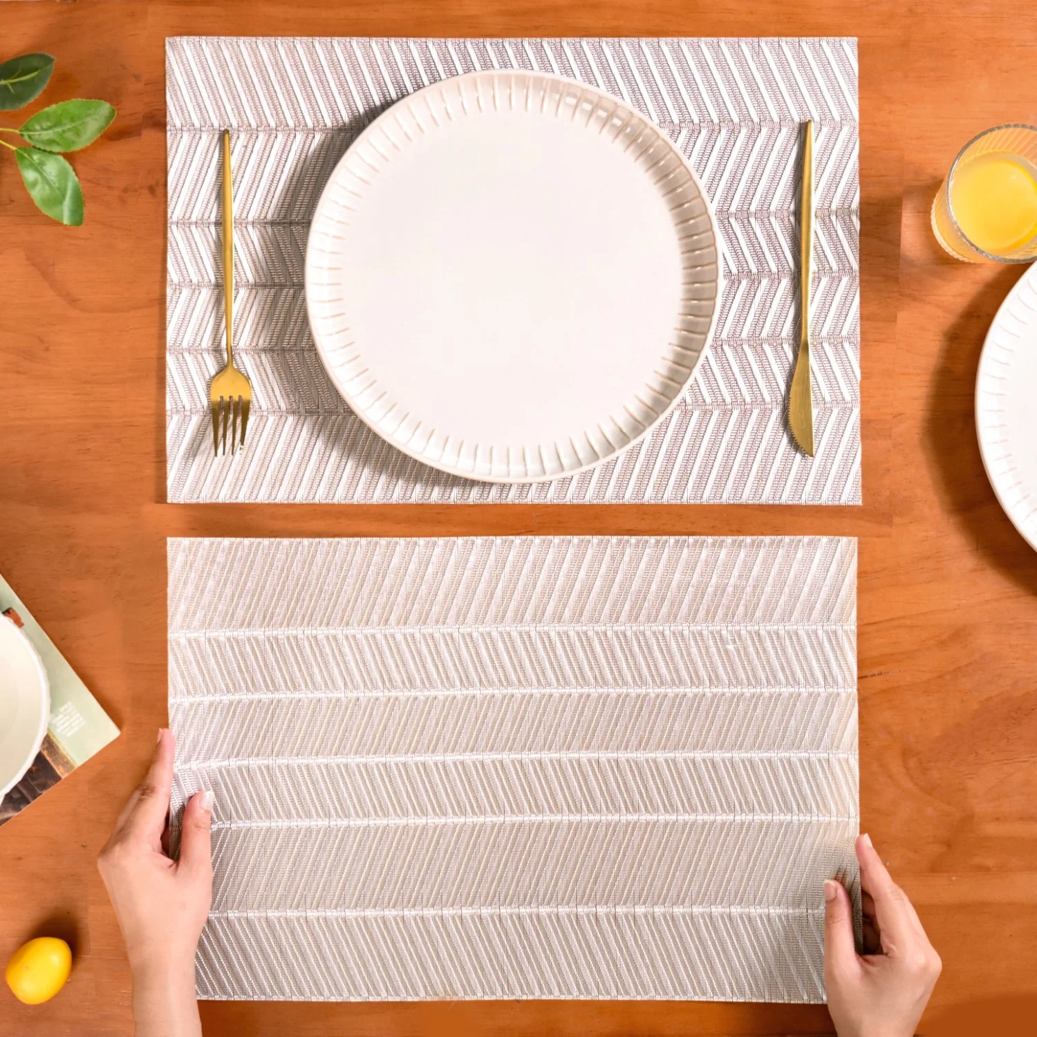 Soft Silver Dinner Table Mats Set Of 6 - Image 3