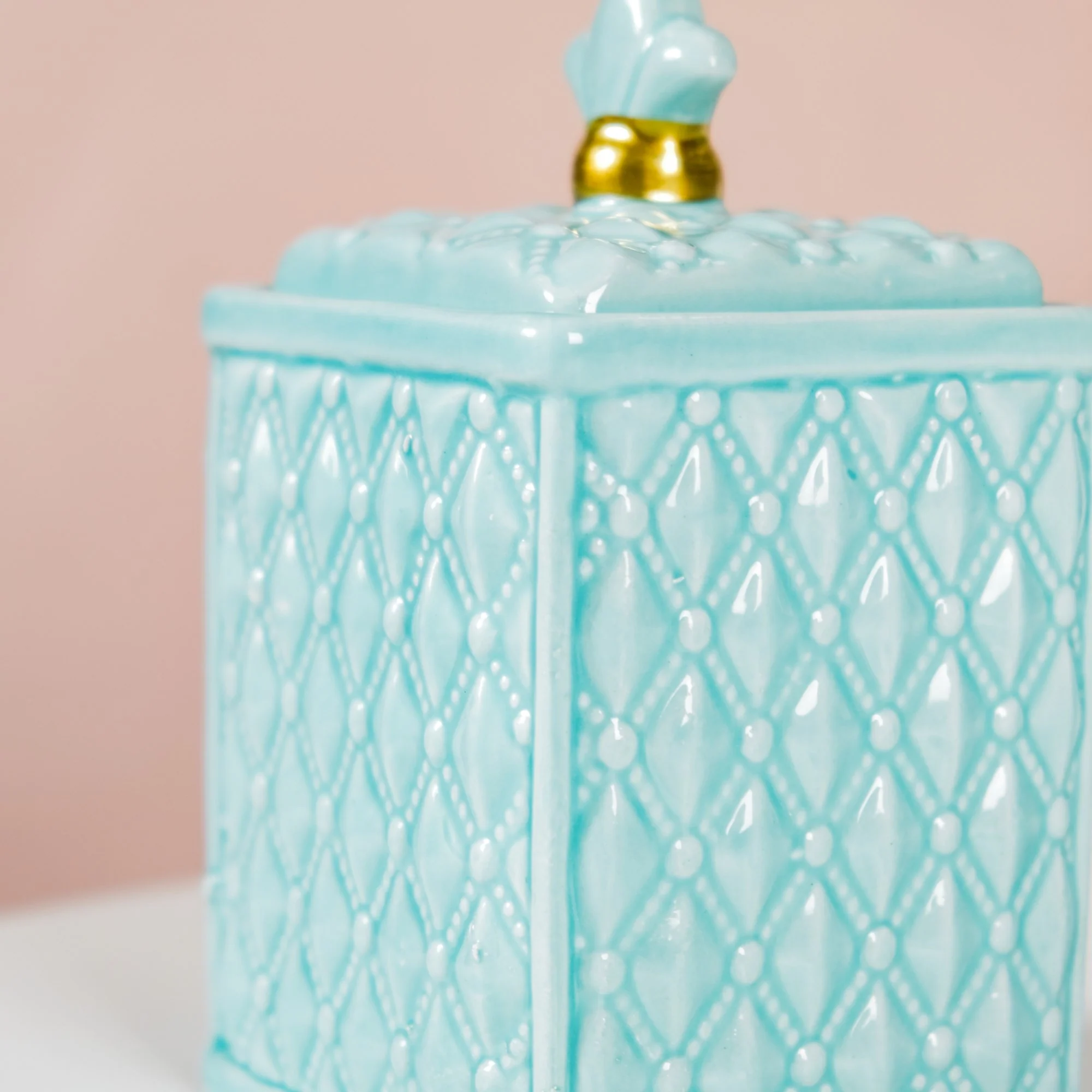 Soft Vintage Ceramic Jar Glossy Pastel Blue - Image 8