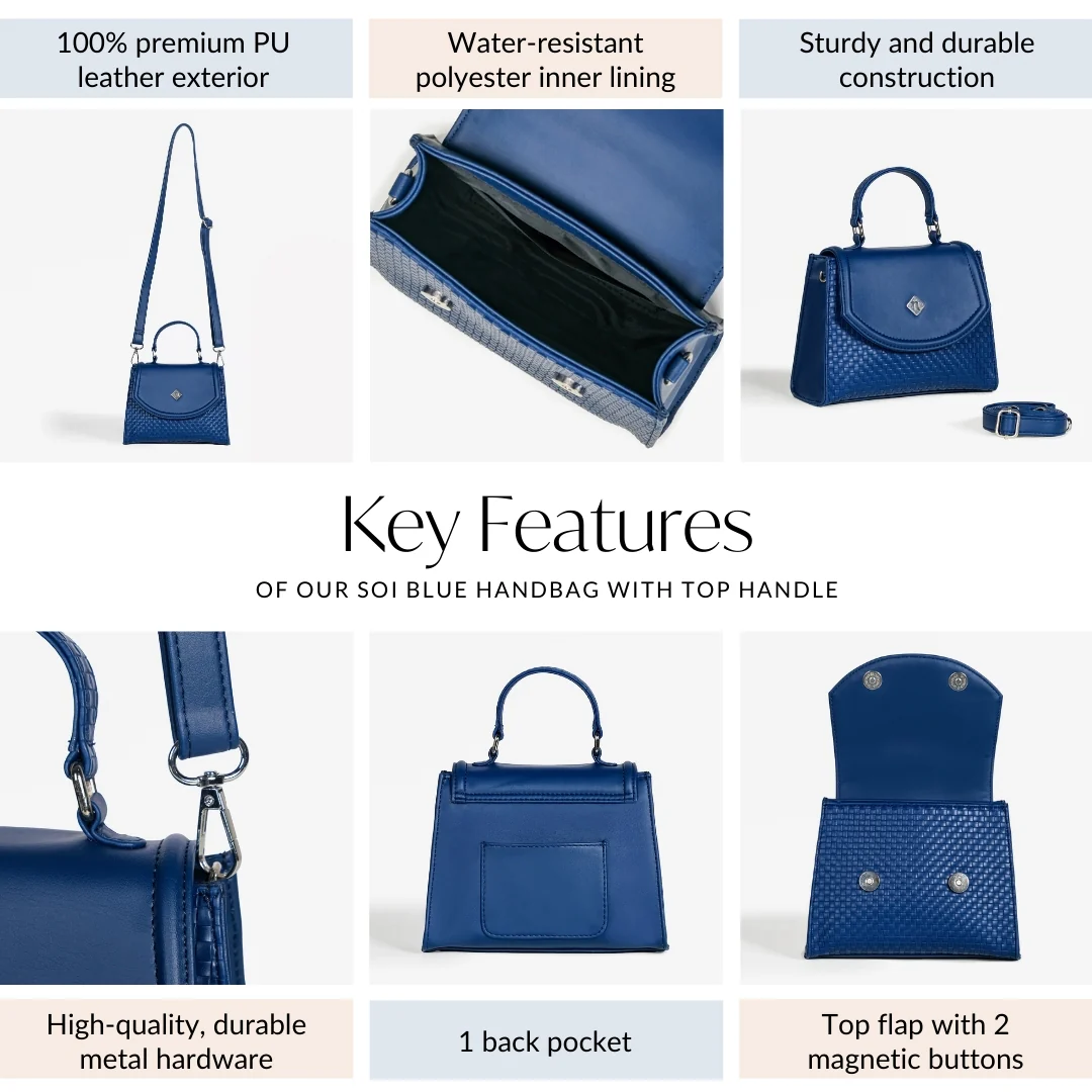 Soi Blue Handbag With Top Handle - Image 5