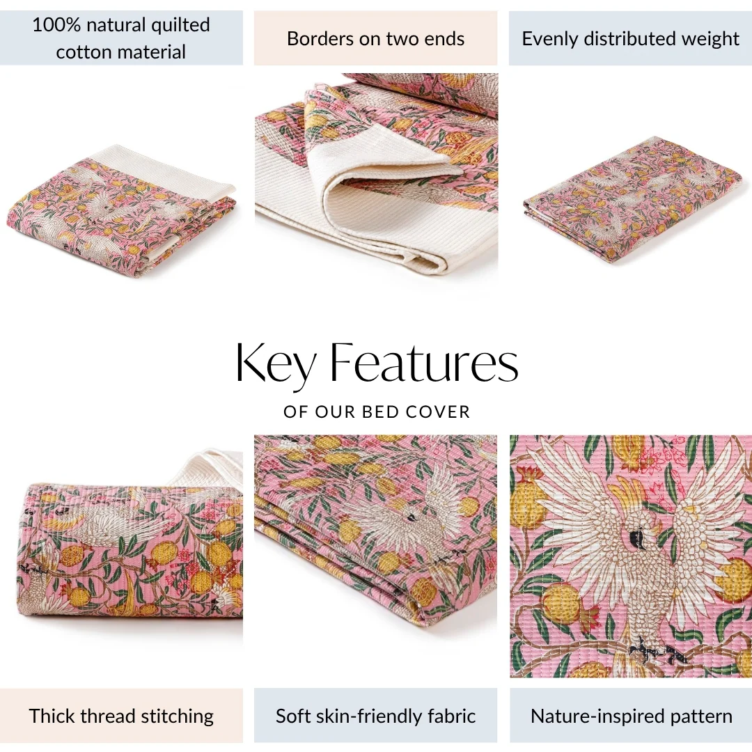Songbird Quilted Cotton Quilted Bedcover 250x220cm - Image 4