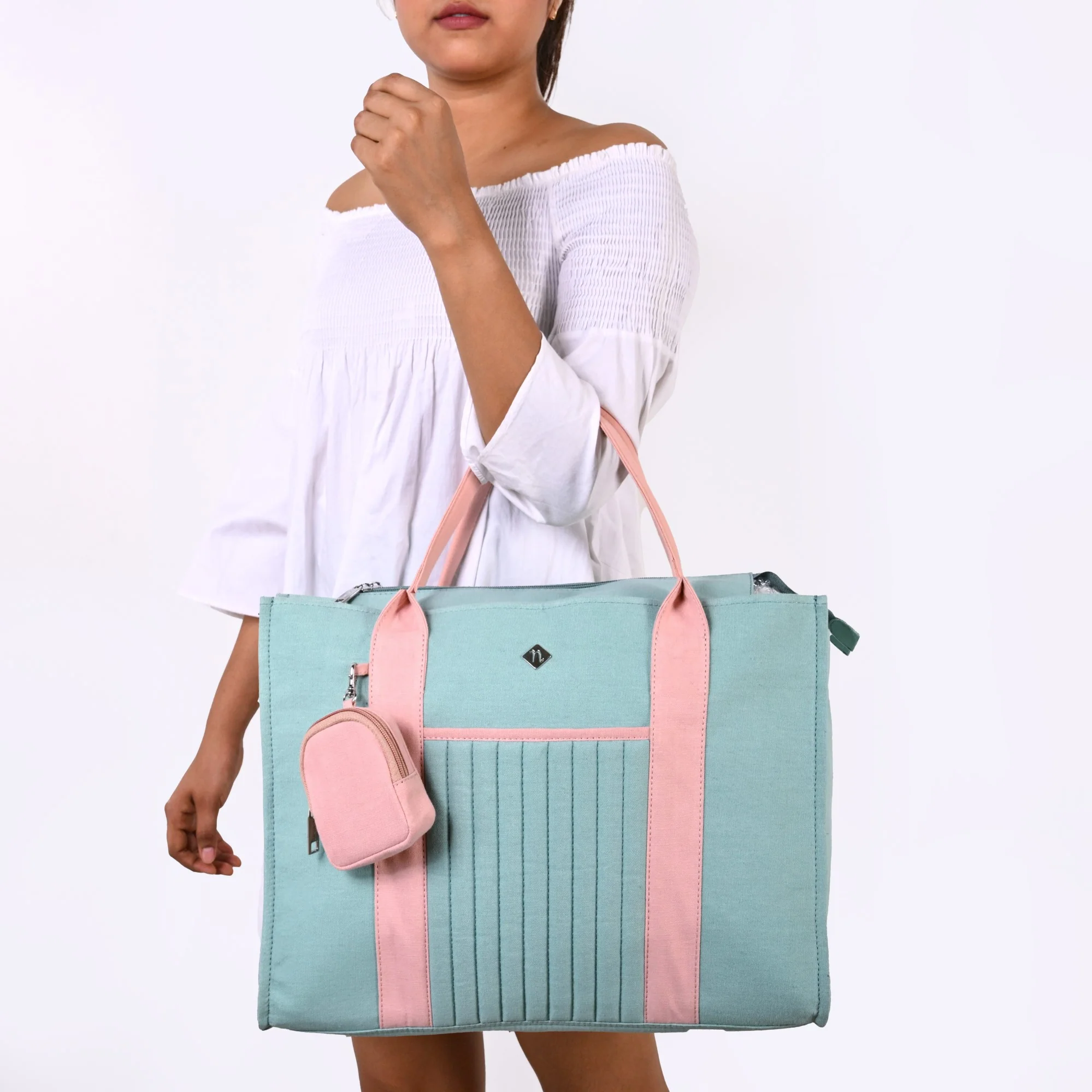 Sorella Mint Canvas Tote Bag With Coin Pouch - Image 3