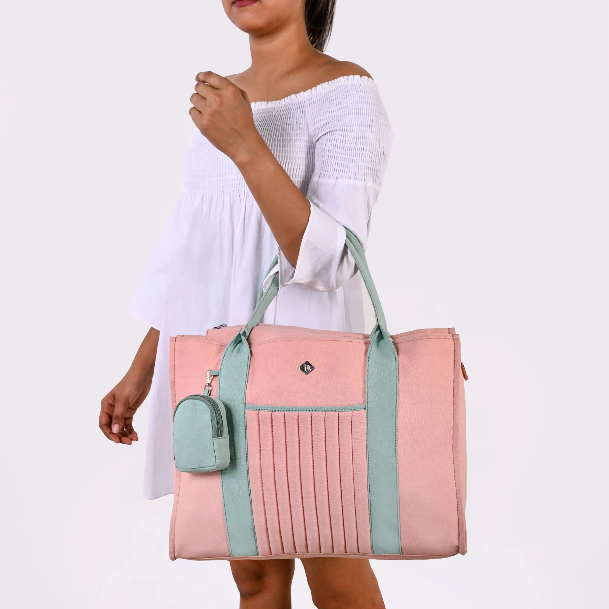 Sorella Pink Canvas Tote Bag With Coin Pouch - Image 2