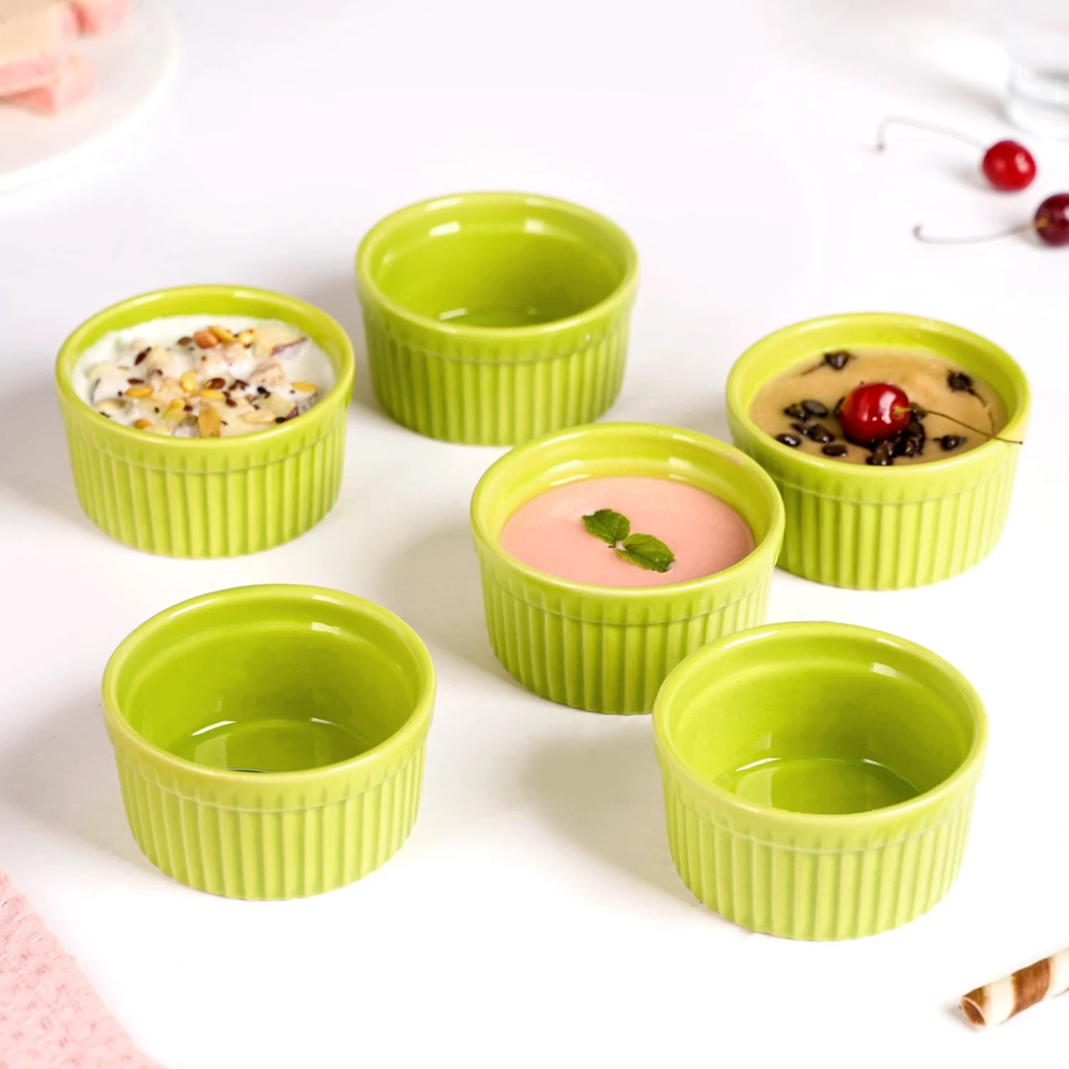 Souffle Ramekin Set Of 6 Green 150ml - Image 3