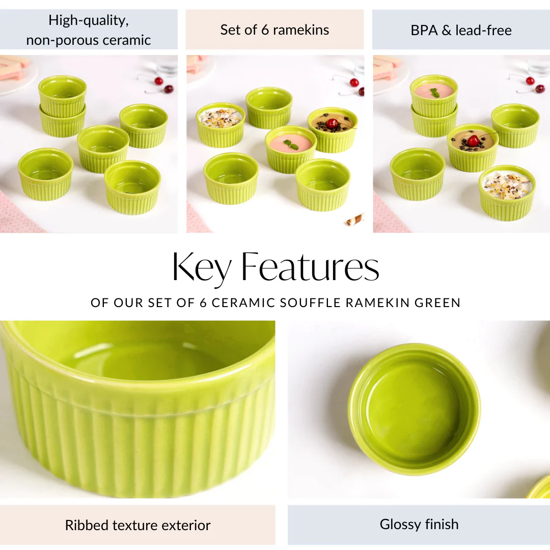 Souffle Ramekin Set Of 6 Green 150ml - Image 5