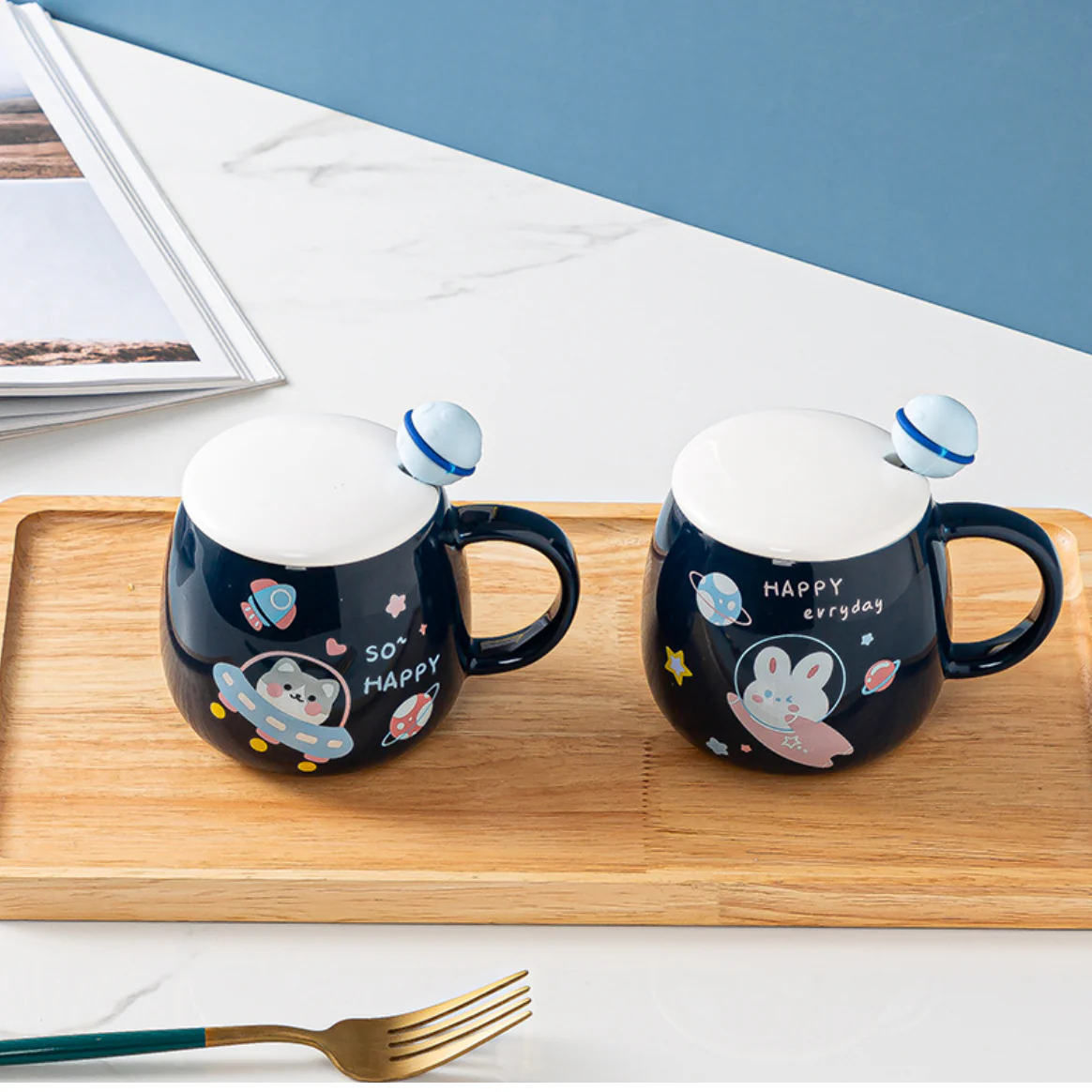 Space Animal Cup With Lid and Spoon - Image 12