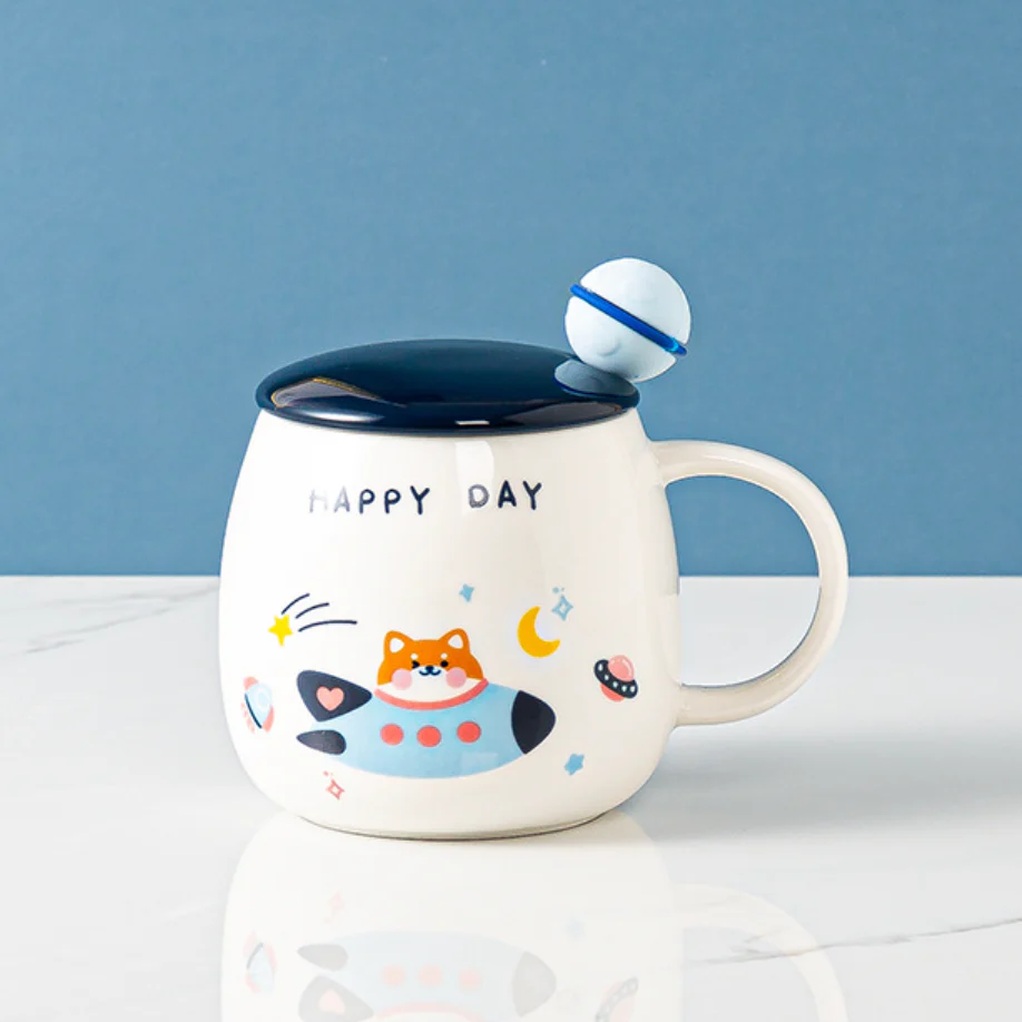 Space Animal Cup With Lid and Spoon - Image 2