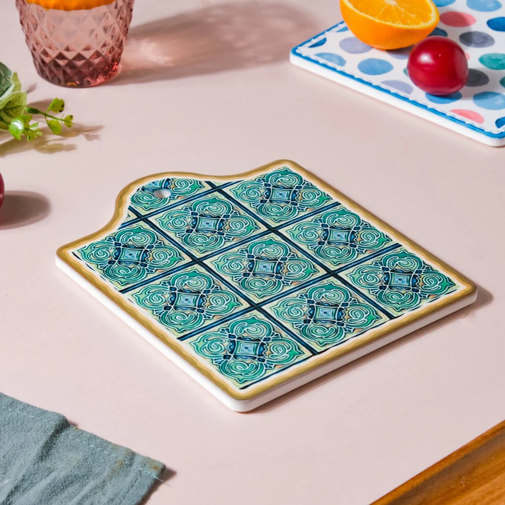 Spanish Vintage Tile Ceramic Platter Green 7 Inch - Image 3