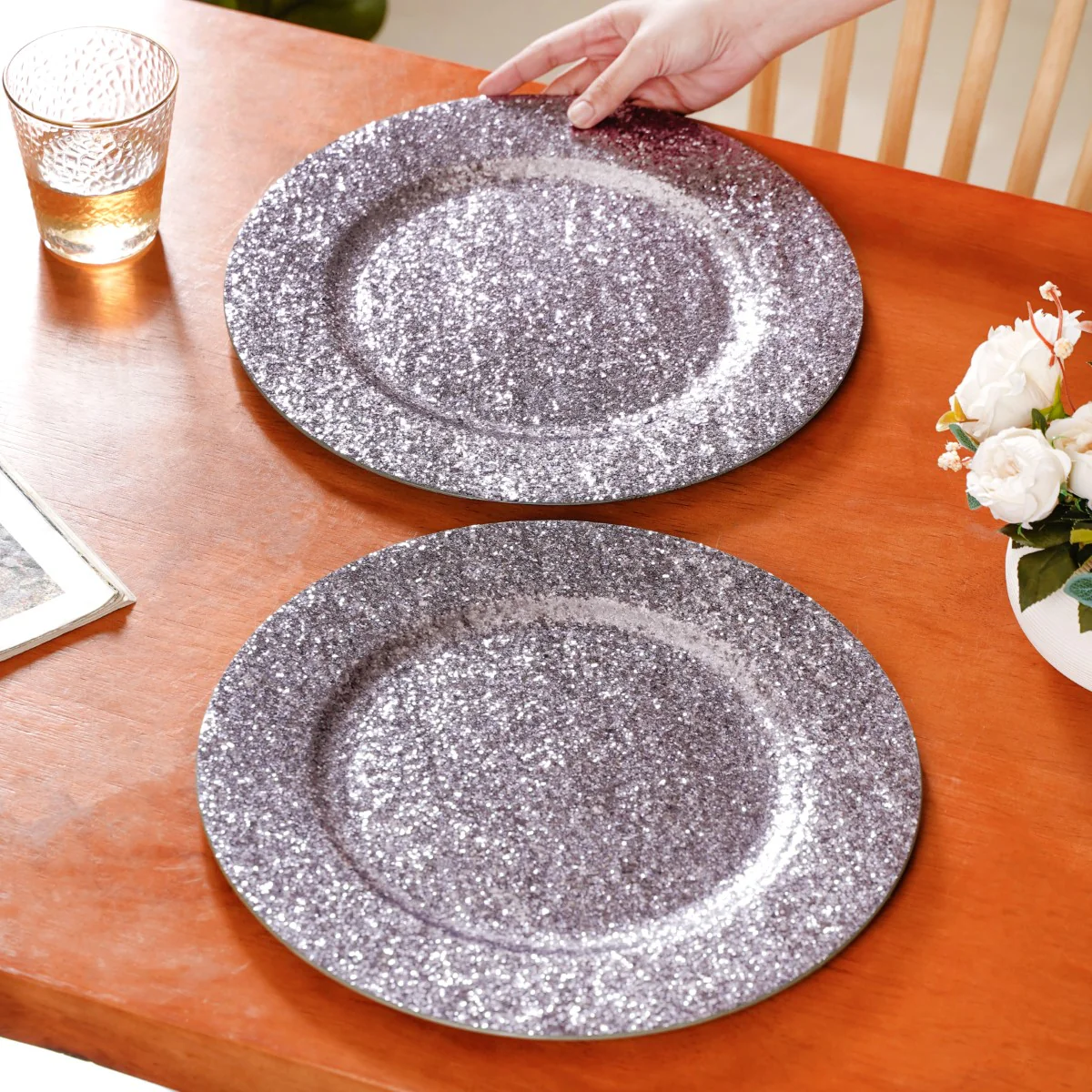 Sparkle Grey Charger Plate Set Of 6 13 Inch - Image 4
