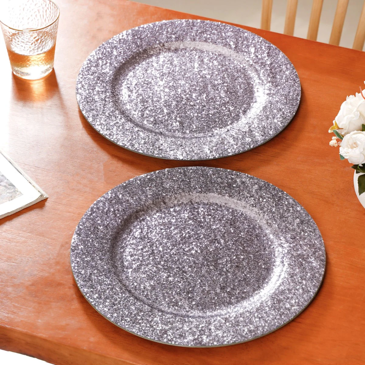 Sparkle Grey Charger Plate Set Of 6 13 Inch - Image 8