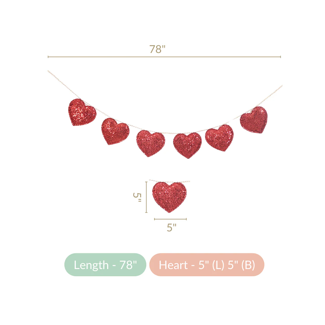 Sparkle Hearts Bunting For Home Decoration 78 Inch - Image 5