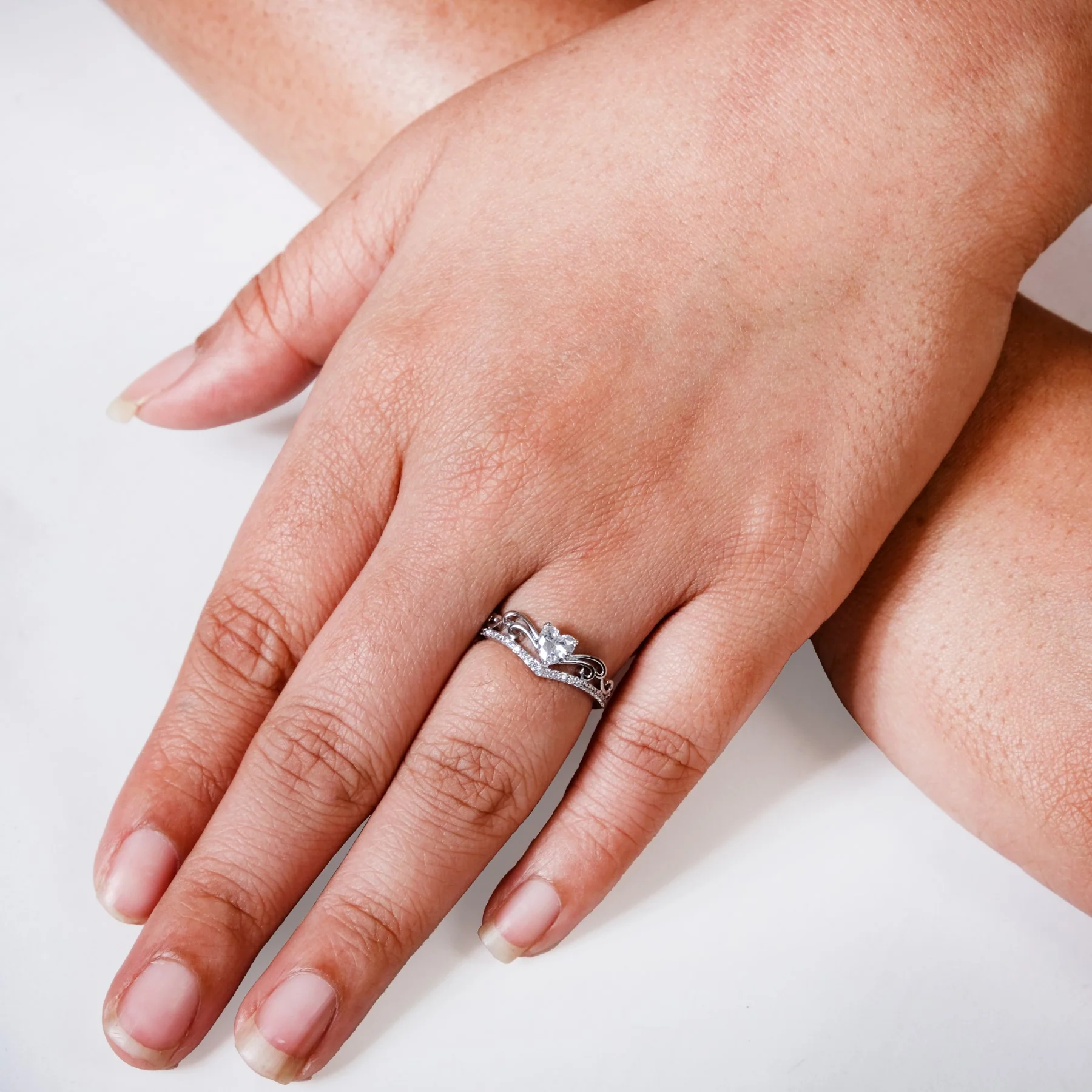 Sparkling Silver Crown Ring - Image 2
