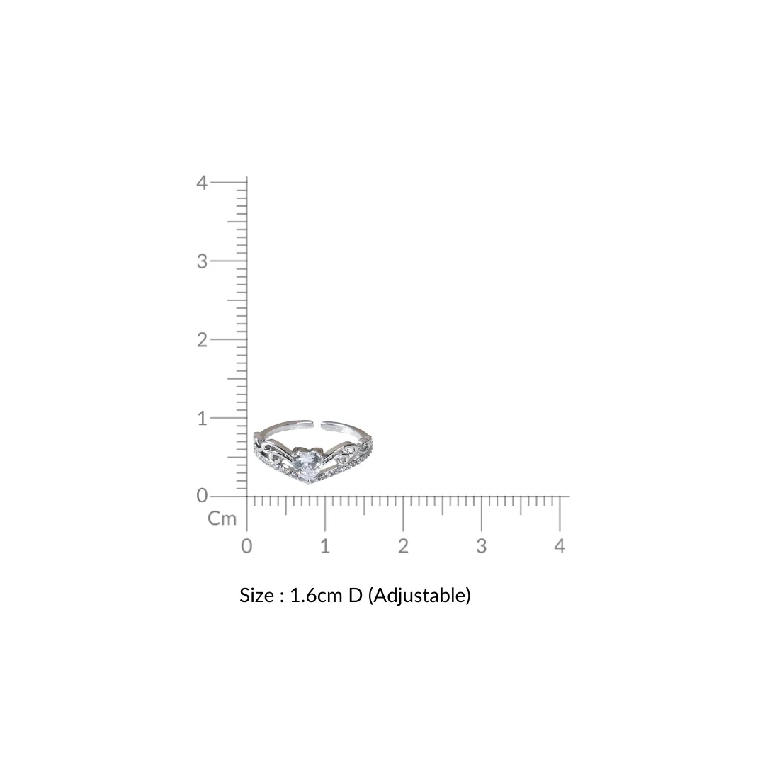 Sparkling Silver Crown Ring - Image 3