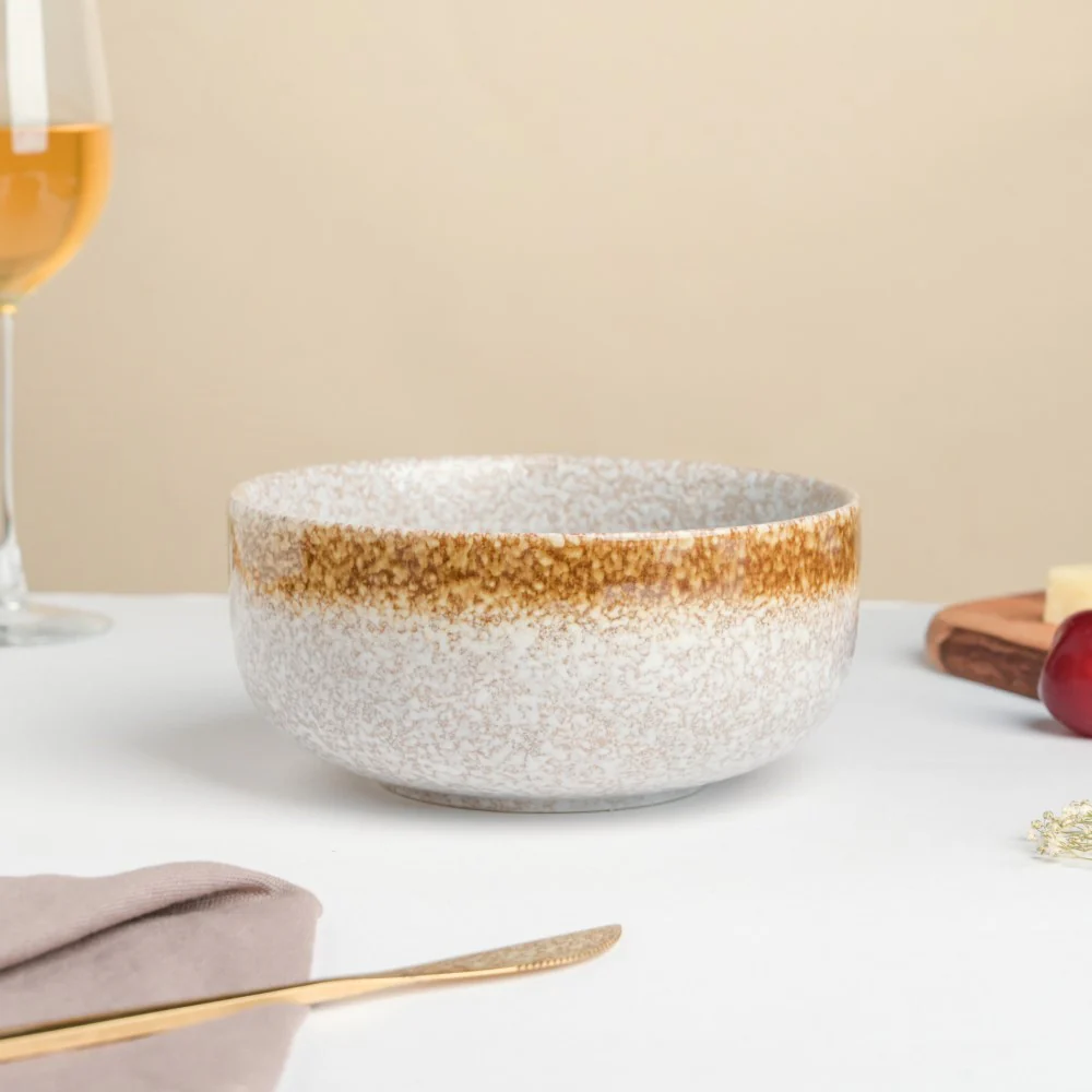 Speckled Glossy Curry Bowl Grey Brown 500 ml - Image 6