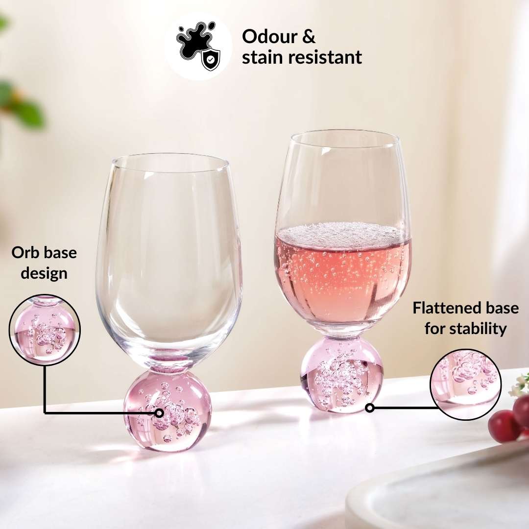 Sphere Wine Glass Set Of 2 400ml Pink - Image 5